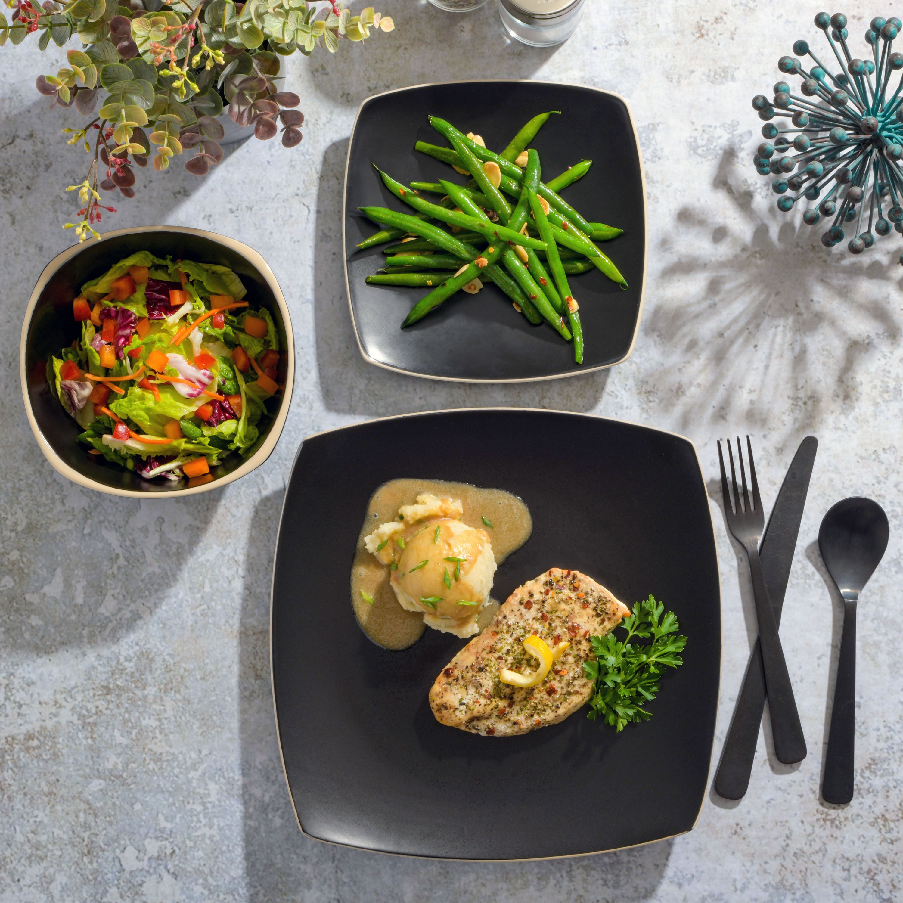 Gibson Soho Lounge Square Matte Stoneware 18-Piece Dinnerware Set