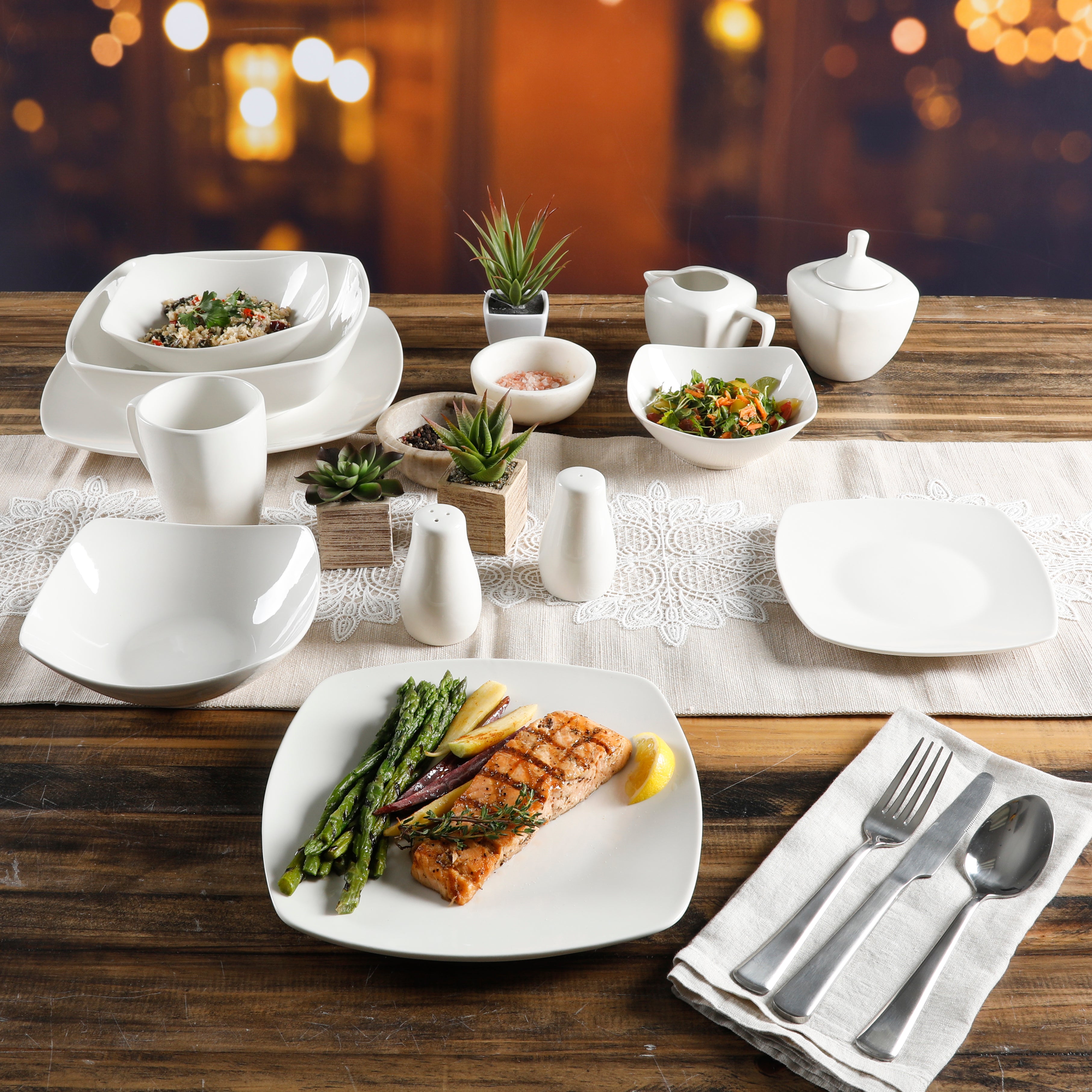 Gibson Home Zen Buffet 39-Piece Porcelain Expanded Dinnerware Set