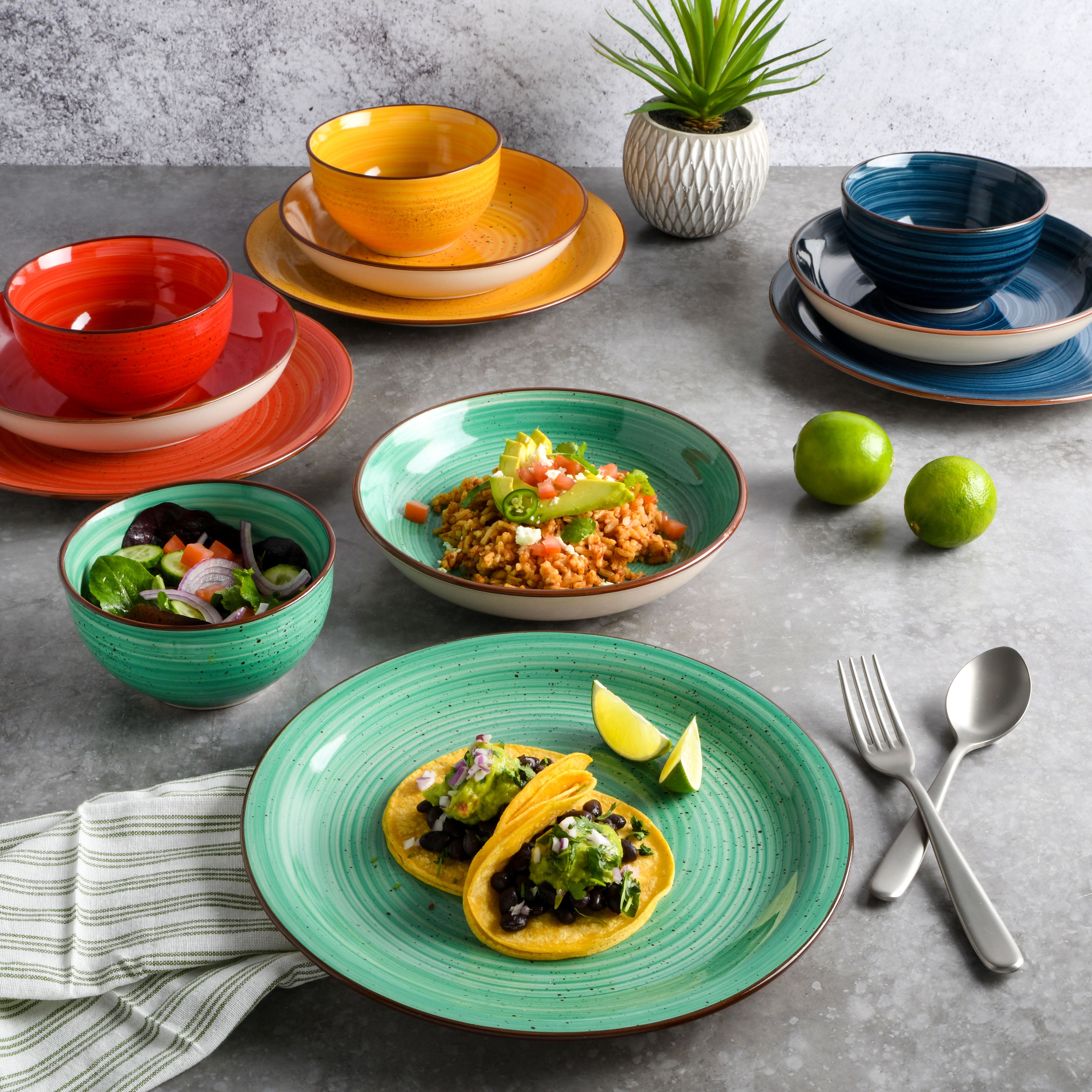 Gibson Home Color Speckle 12-Piece Stoneware Dinnerware Set