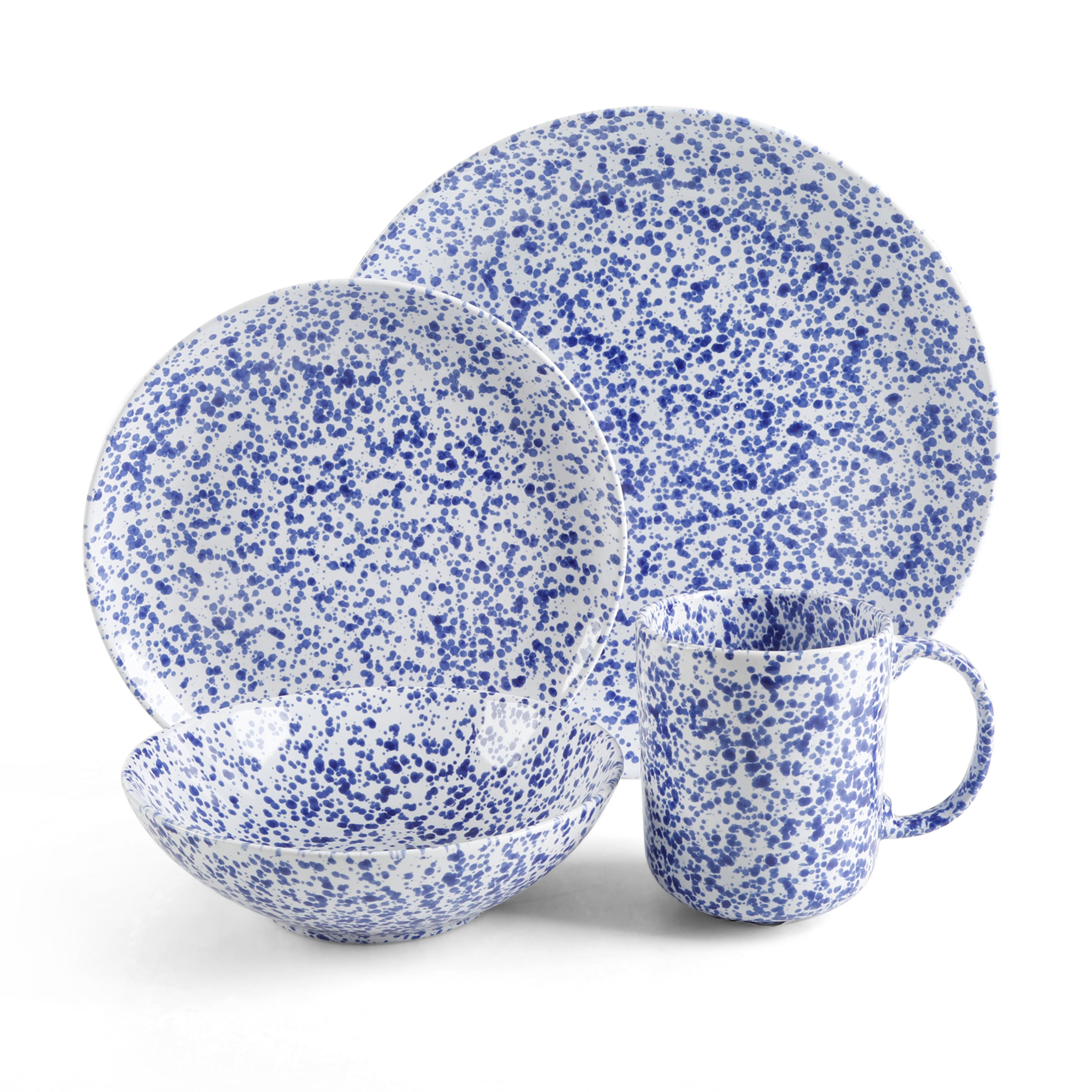 Martha Stewart Warham 16-Piece Hand Painted Splatter Reactive Stoneware Dinnerware Set