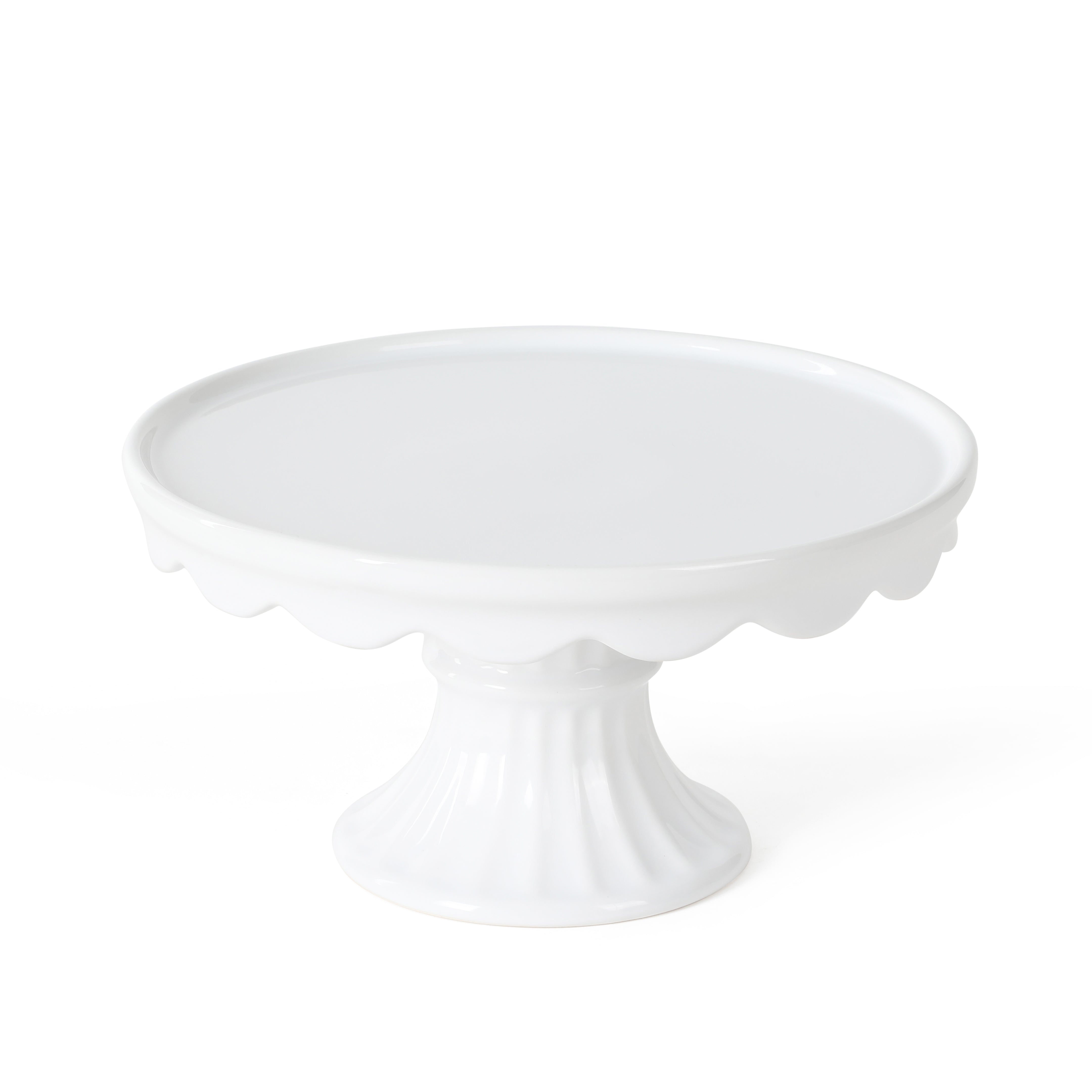 Martha Stewart Patterson 10" x 5.1" White Round Stoneware Cake Stand