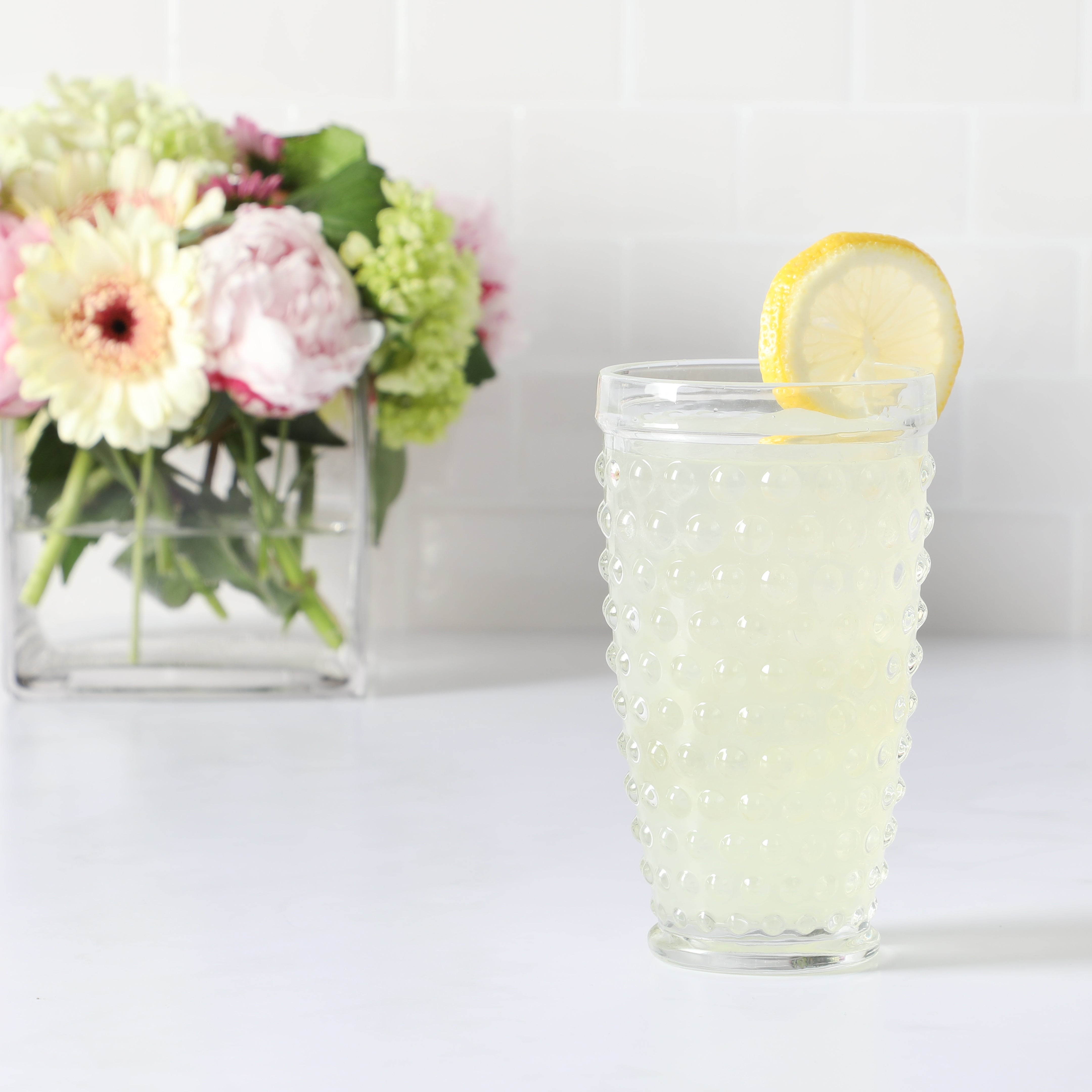 Martha Stewart Chauncey 4-Pack 14.3 oz Hobnail Handmade Glass Tumbler