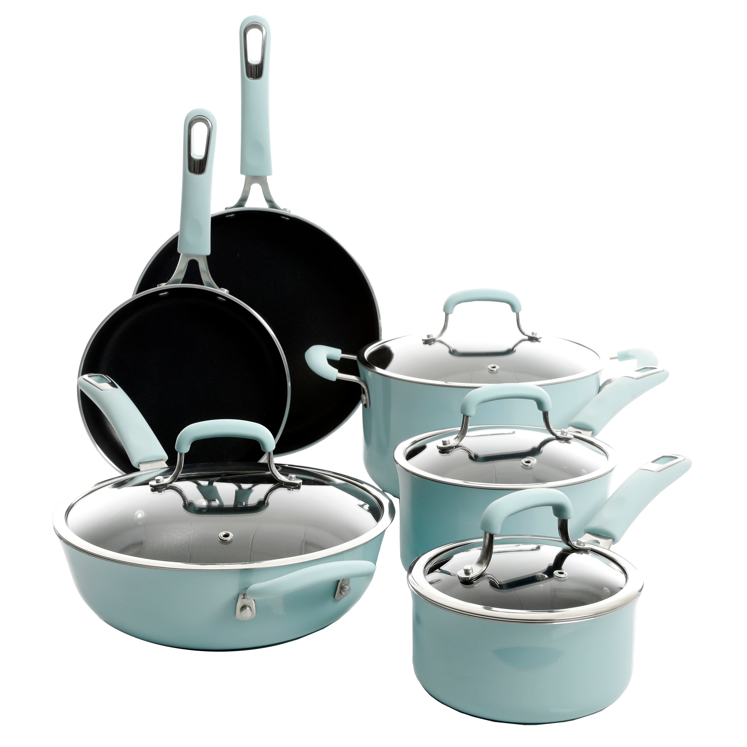 Kenmore Andover 10-Piece Forged Aluminum Cookware Set - Glacier Blue