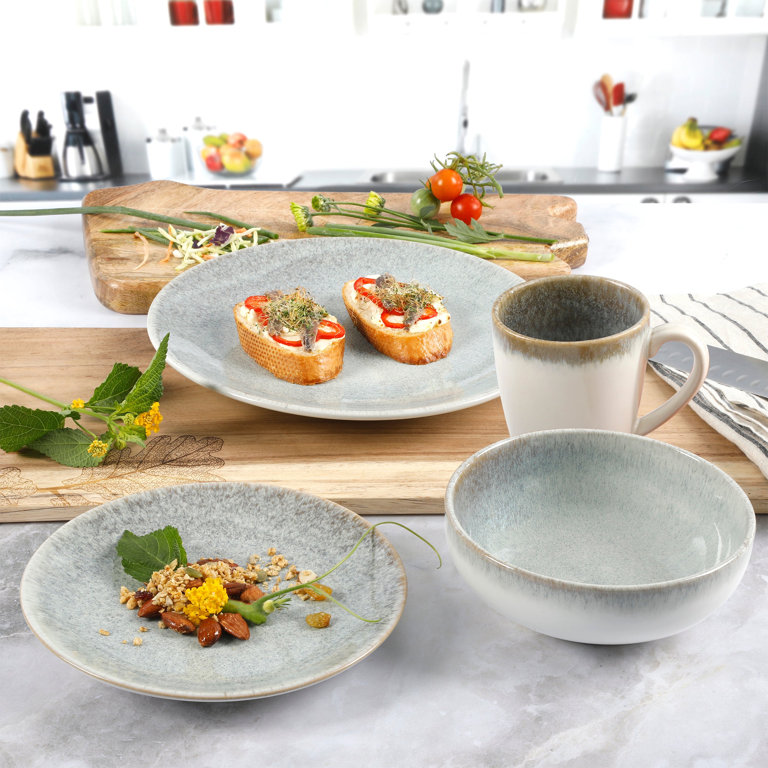 Gibson Elite Kashmir 16-Piece Reactive Stoneware Dinnerware Set