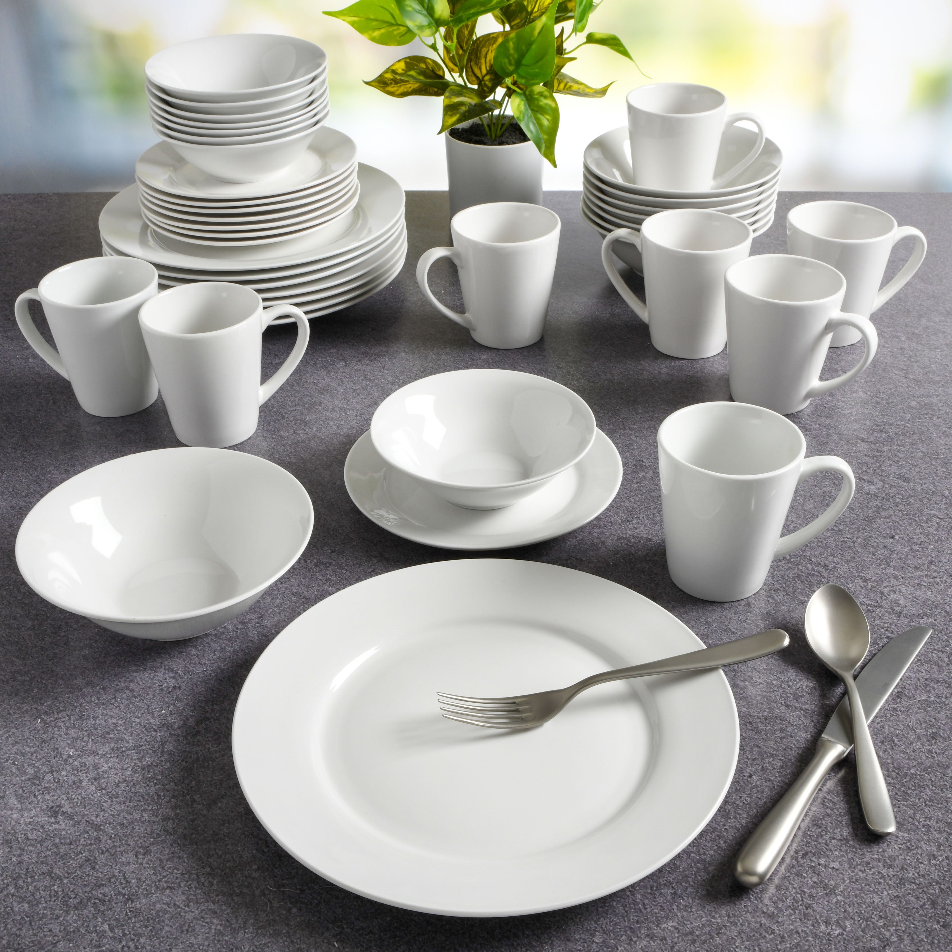 Gibson Home Everyday Round 40-Piece Expanded Fine Ceramic Dinnerware Set