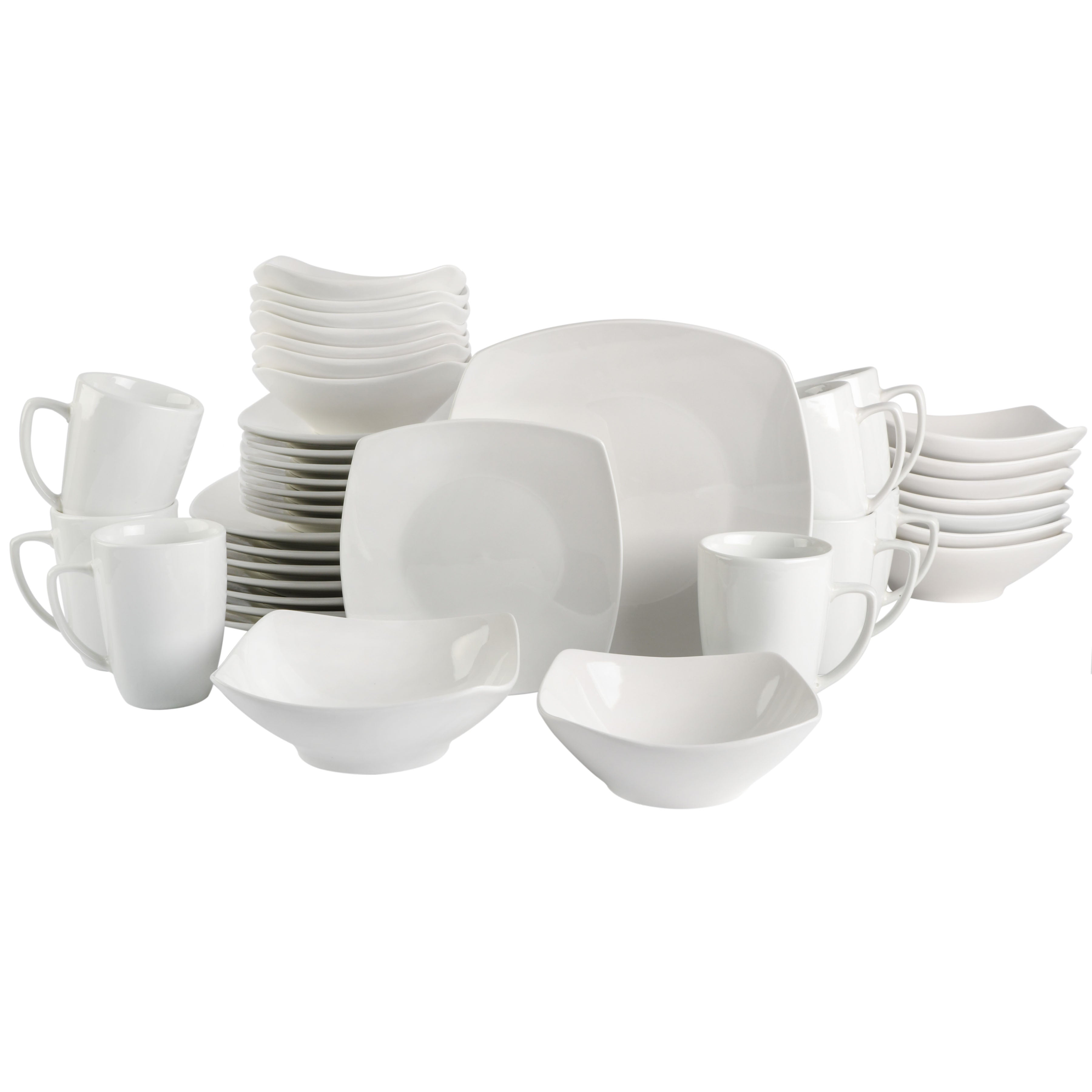 Gibson Home Everyday Square 40-Piece Fine Ceramic Expanded Dinnerware Set
