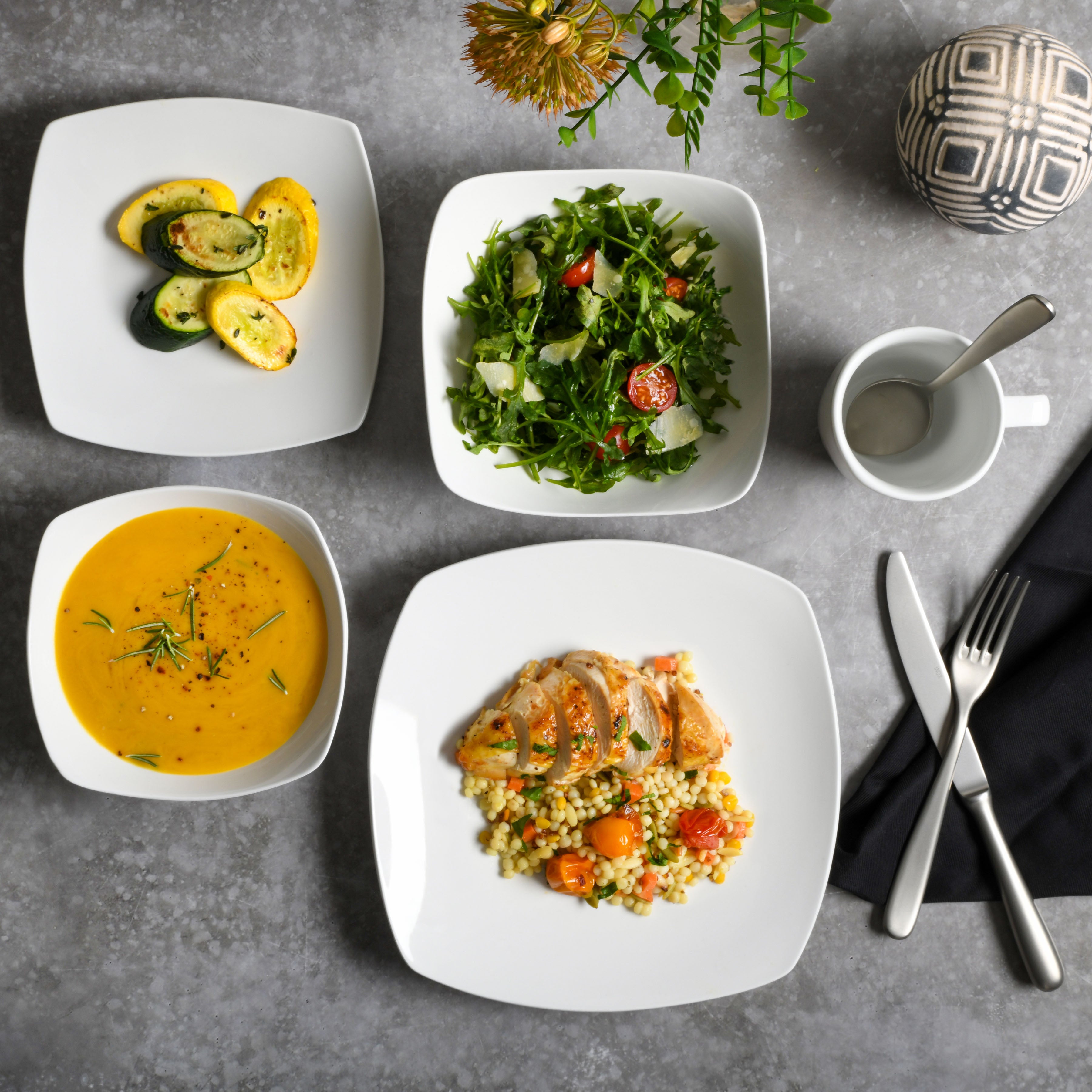Gibson Home Everyday Square 40-Piece Fine Ceramic Expanded Dinnerware Set