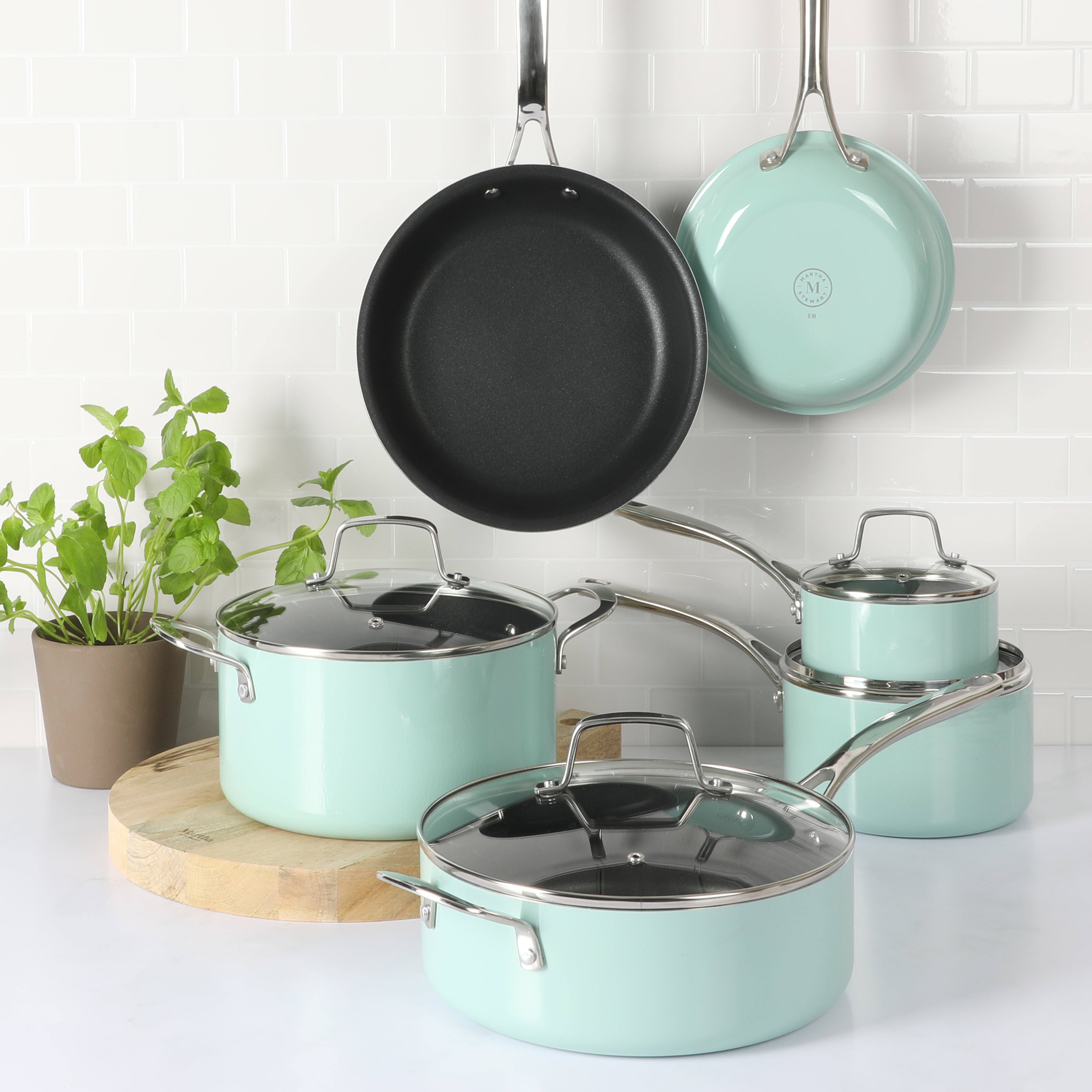 Martha Stewart Lockton 10-Piece Enameled Aluminum Non-Stick Cookware Set