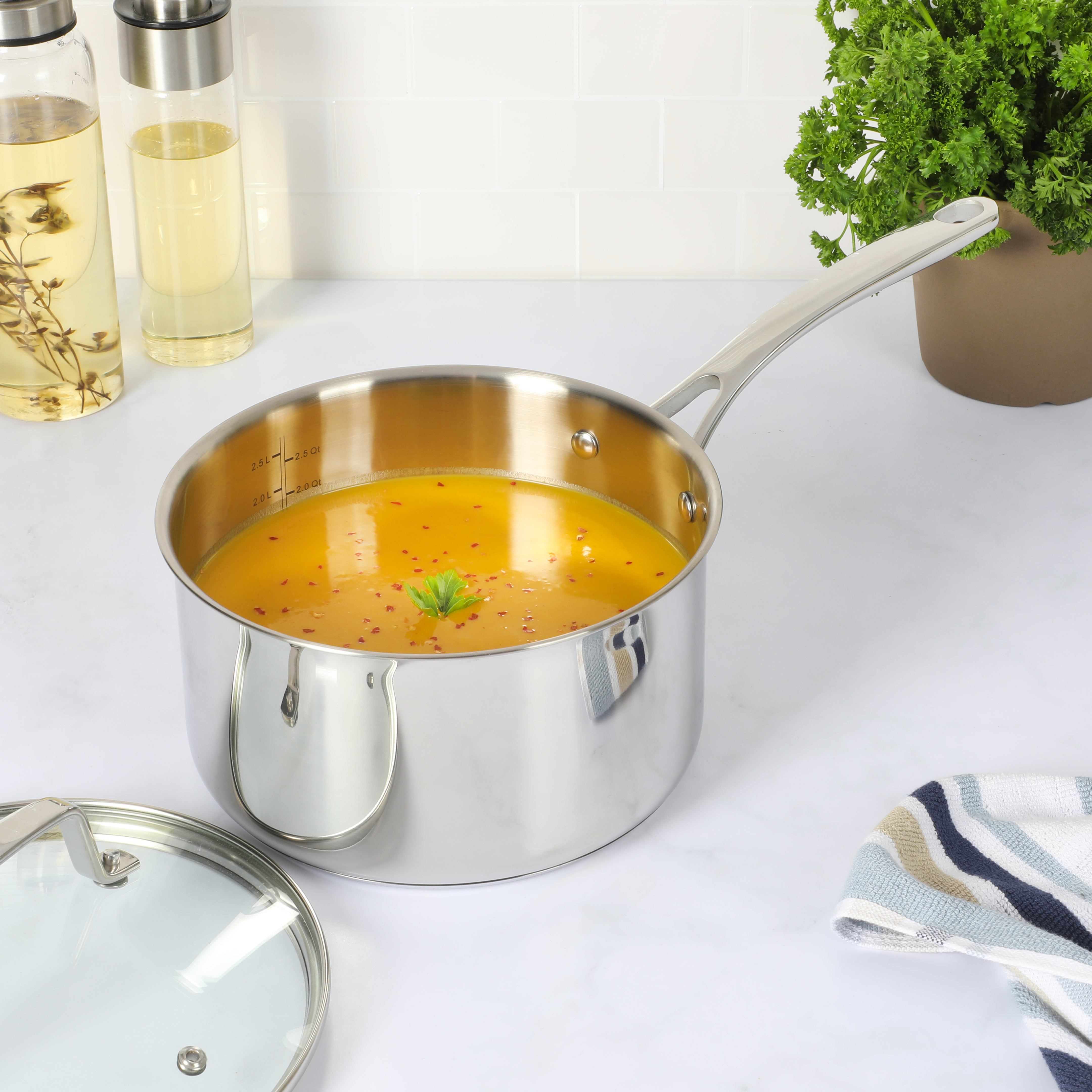 Martha Stewart Castelle 3.5-Quart Stainless Steel Sauce Pan