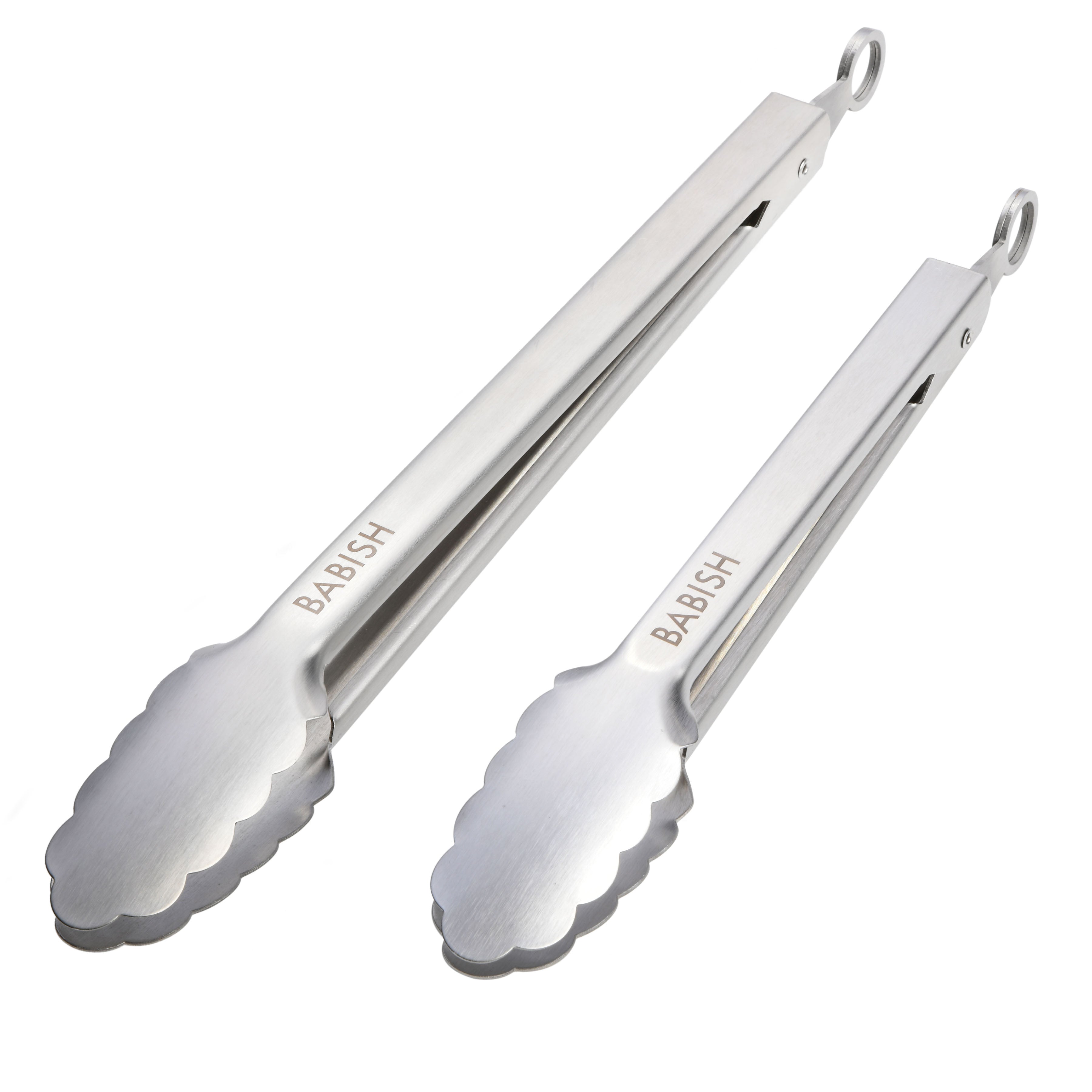 Stainless Steel Kitchen Tongs With Lock Mechanism (Set of 2) in