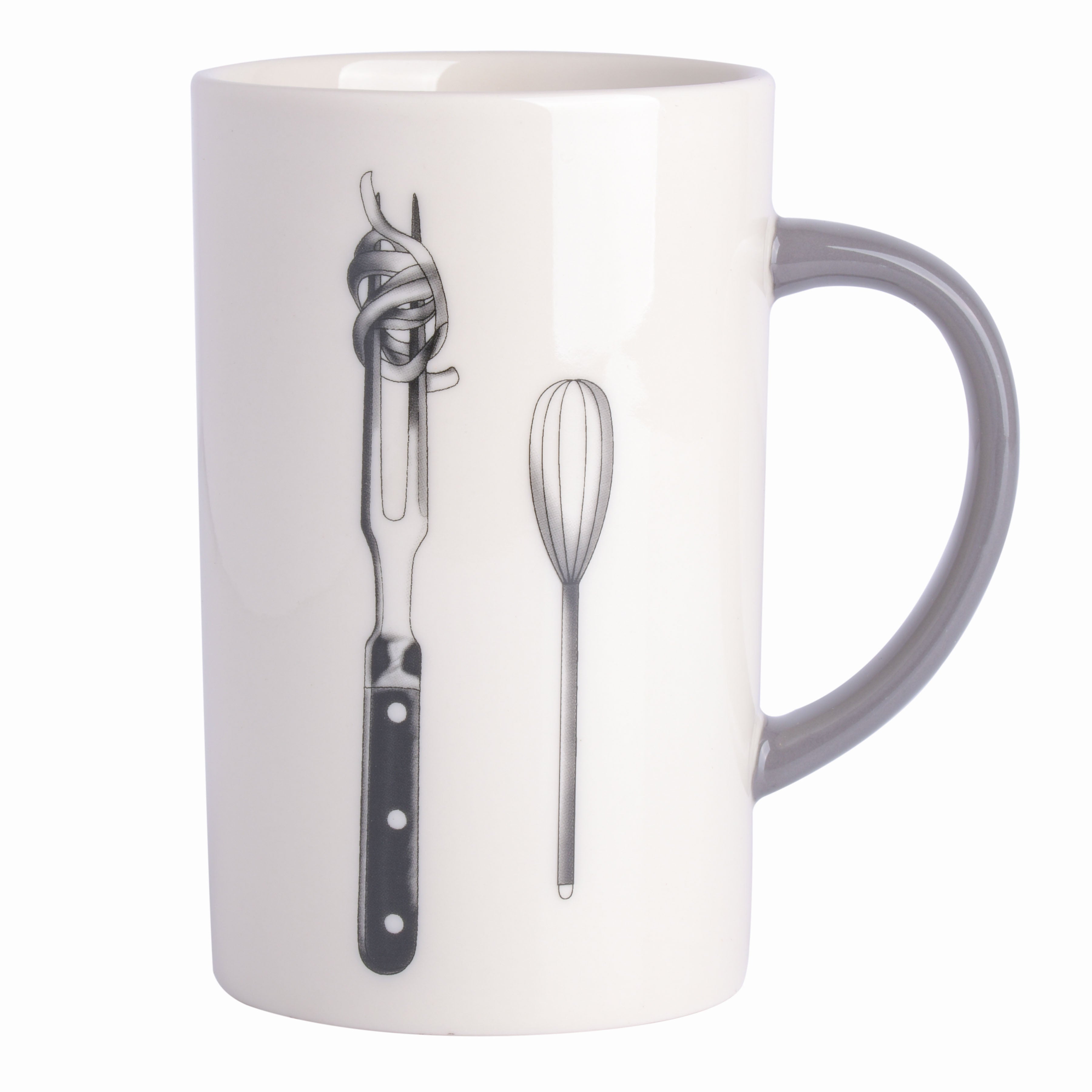 Babish Carving Fork and Whisk Latte Tattoo Mug, 15oz
