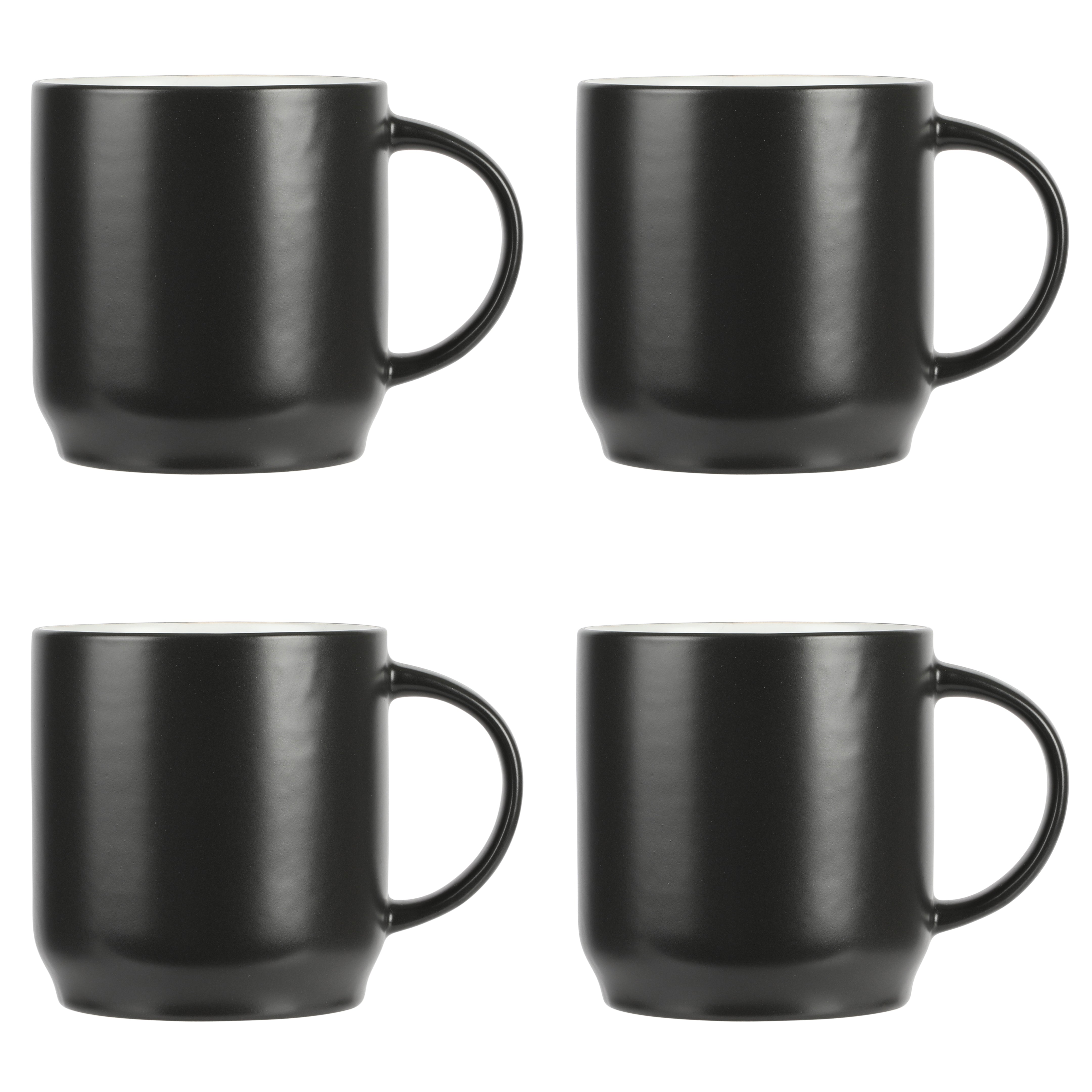 Tupperware Black Stackable Coffee Mugs 10 oz Acrylic Set of 4 NOS