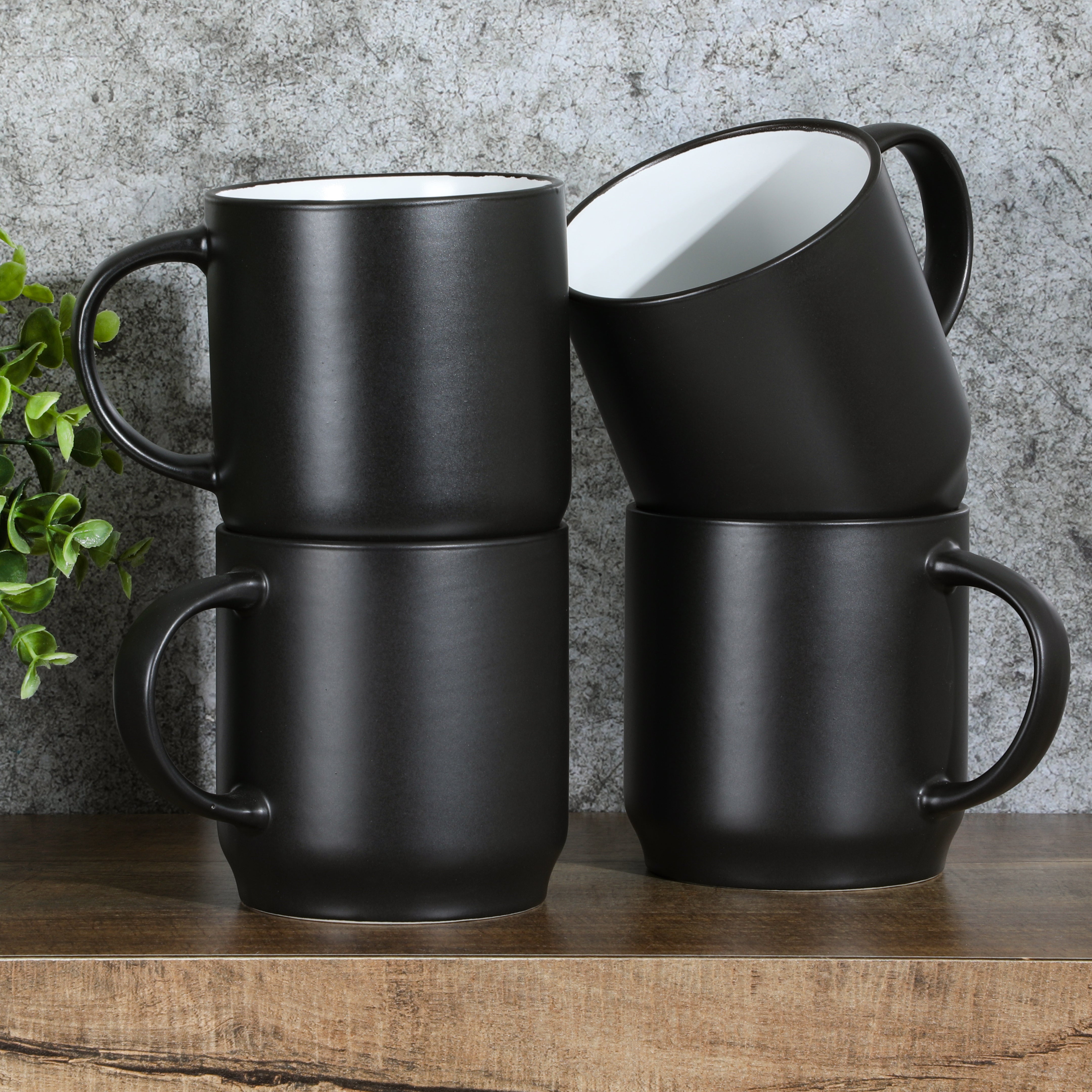 Babish 4 Pack Stoneware Stackable Mugs