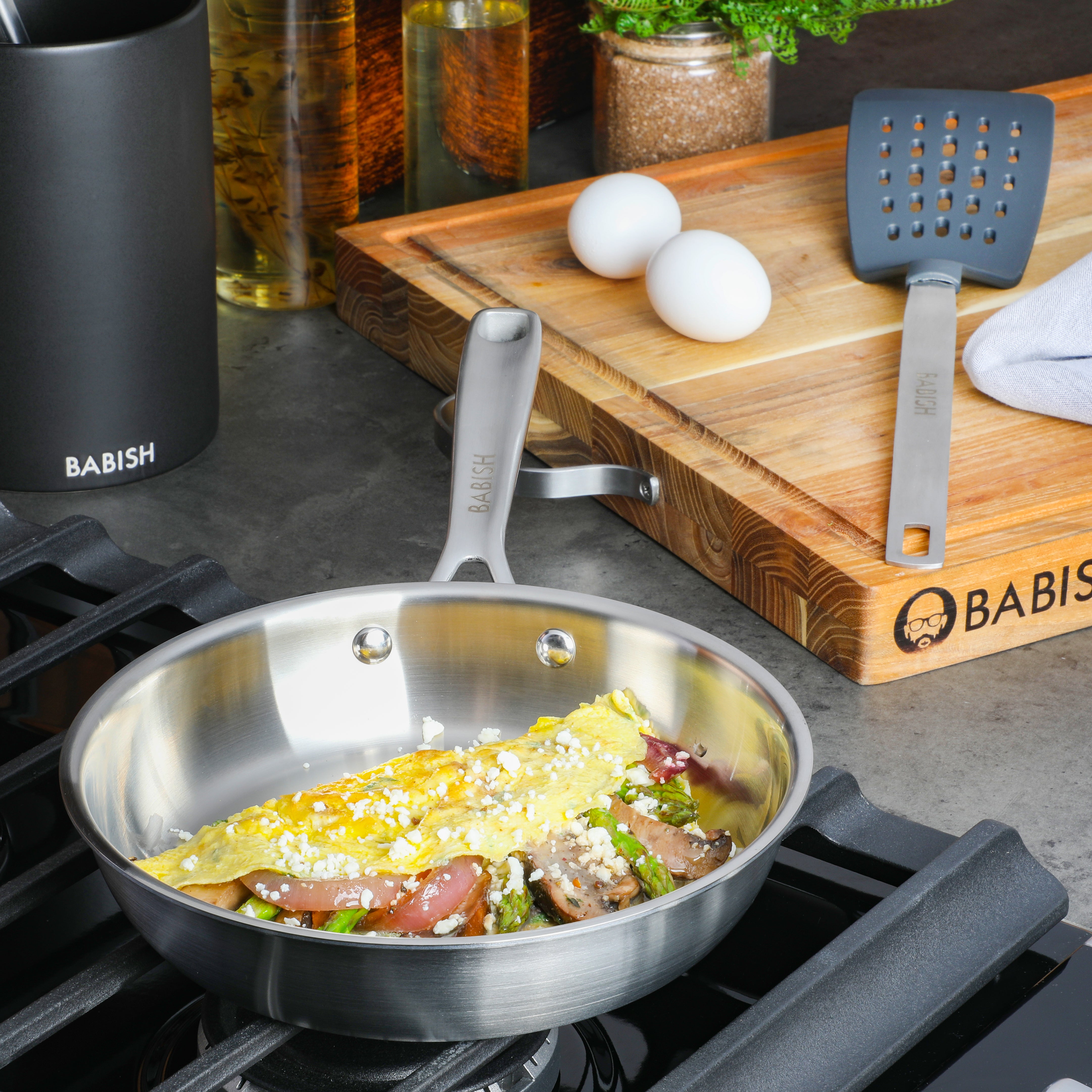 Babish 8 Inch Stainless Steel Triply Professional Grade Fry Pan