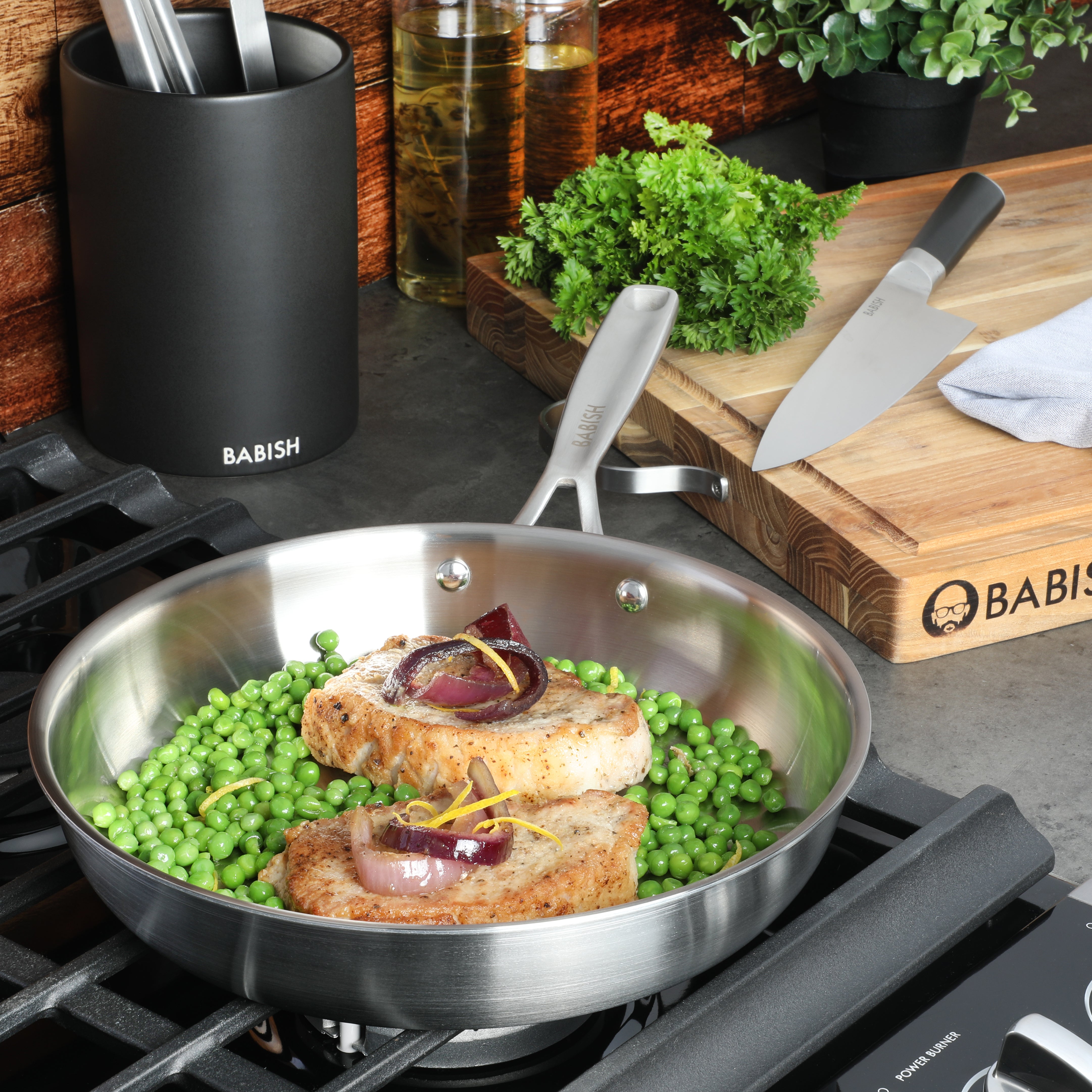 Babish 10-Inch Stainless Steel Triply Professional Grade Fry Pan