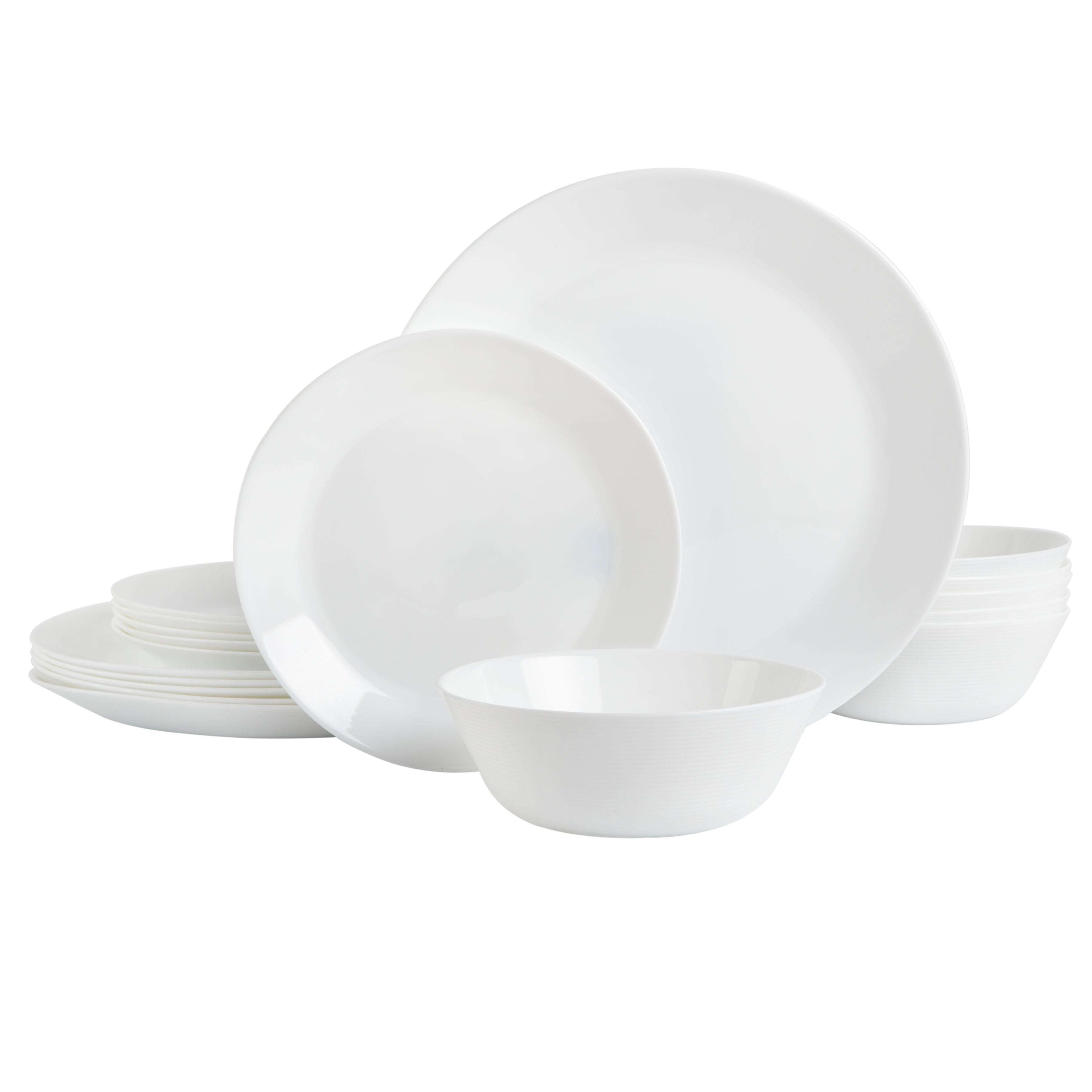 Gibson Home Ultra Round 18-Piece Opal Glass Dinnerware Set