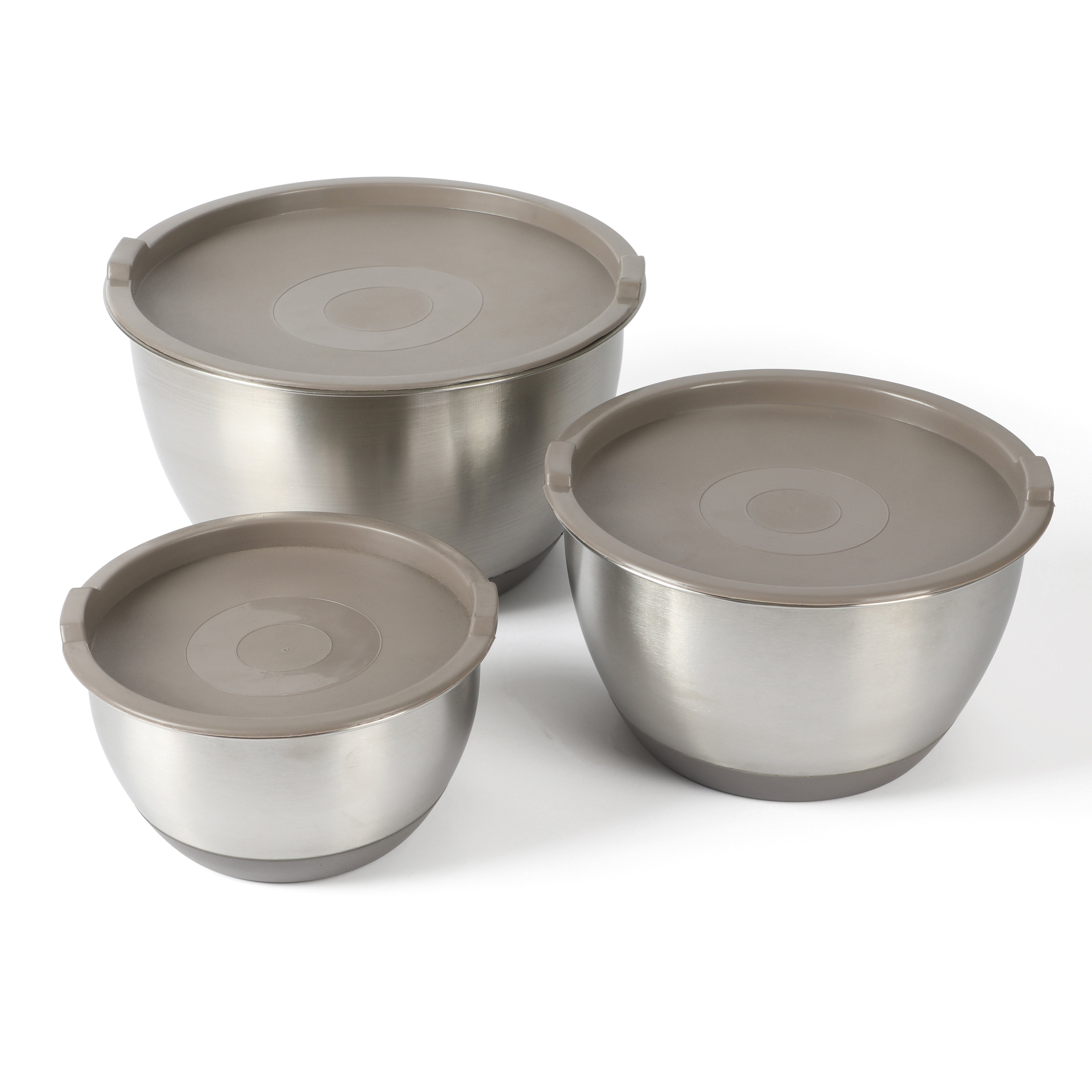 Babish Glass Mixing Bowl Set with Lids, 3-Piece