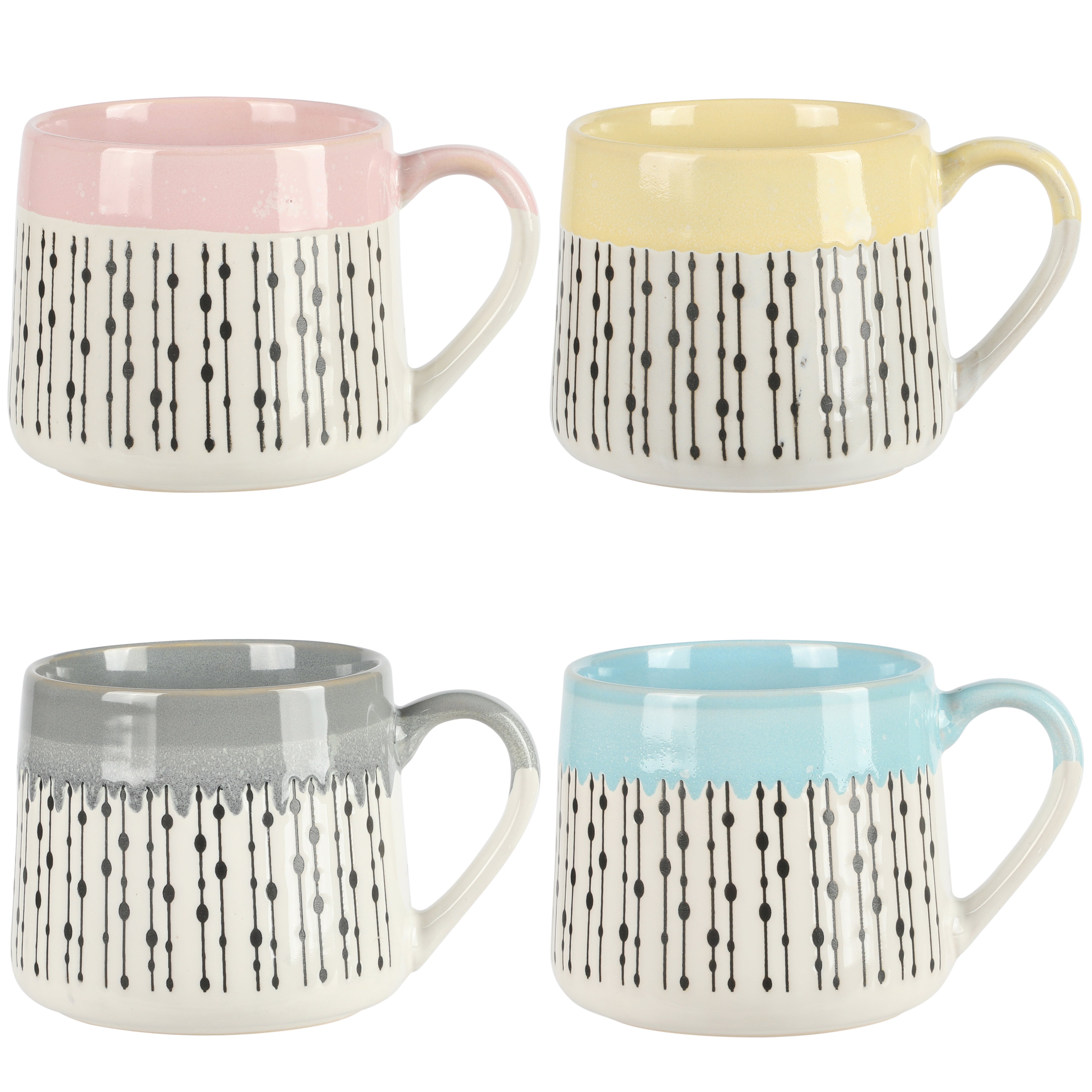 Gibson Home Morning Mist 15oz 4-Pack Belly Shaped Stoneware Mug Set