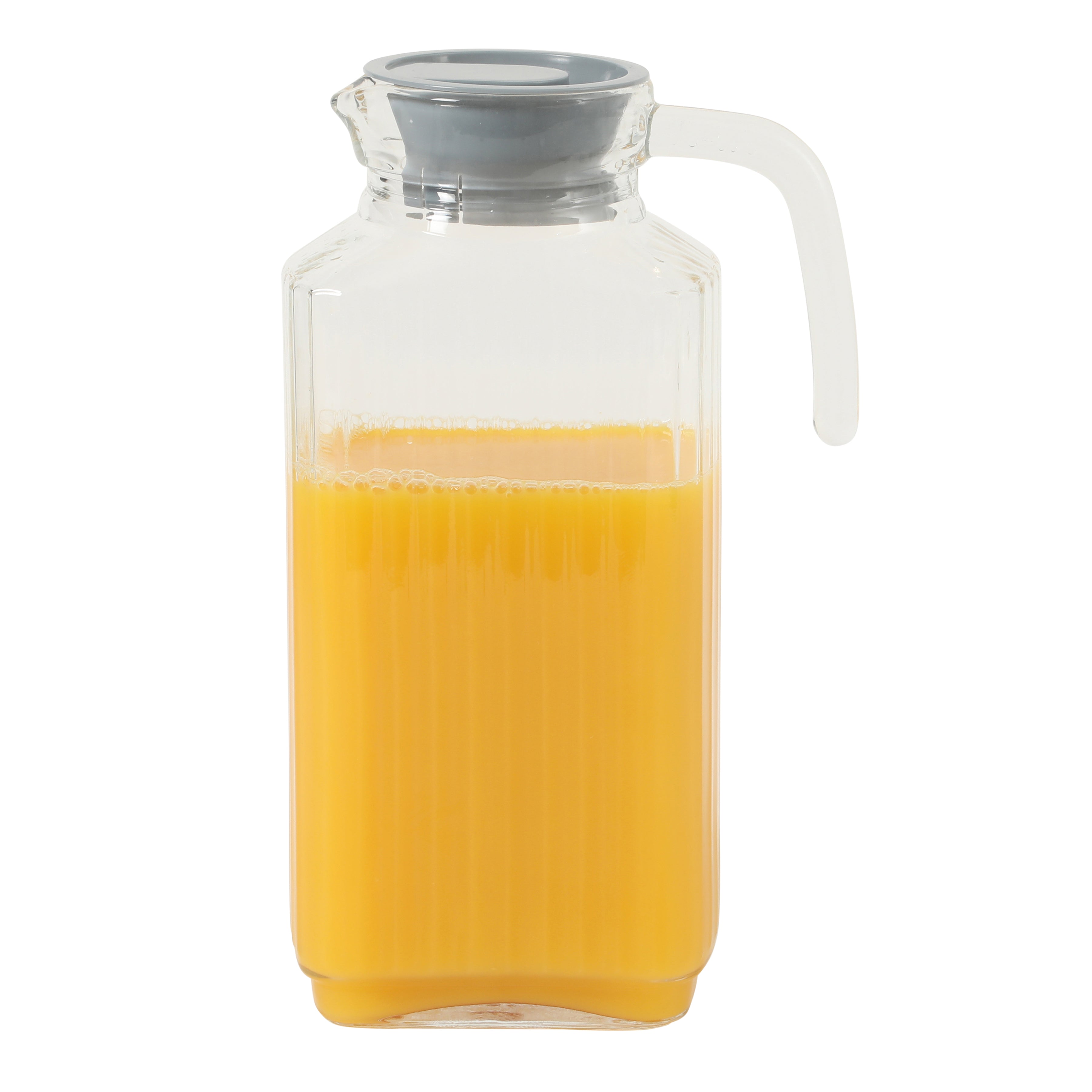 Gibson Home Raintree Glass Pitcher, 61 oz (1.8L) – Clear Water & Juice Pitcher with Lid and Easy-Pour Handle, Soda Lime Glass