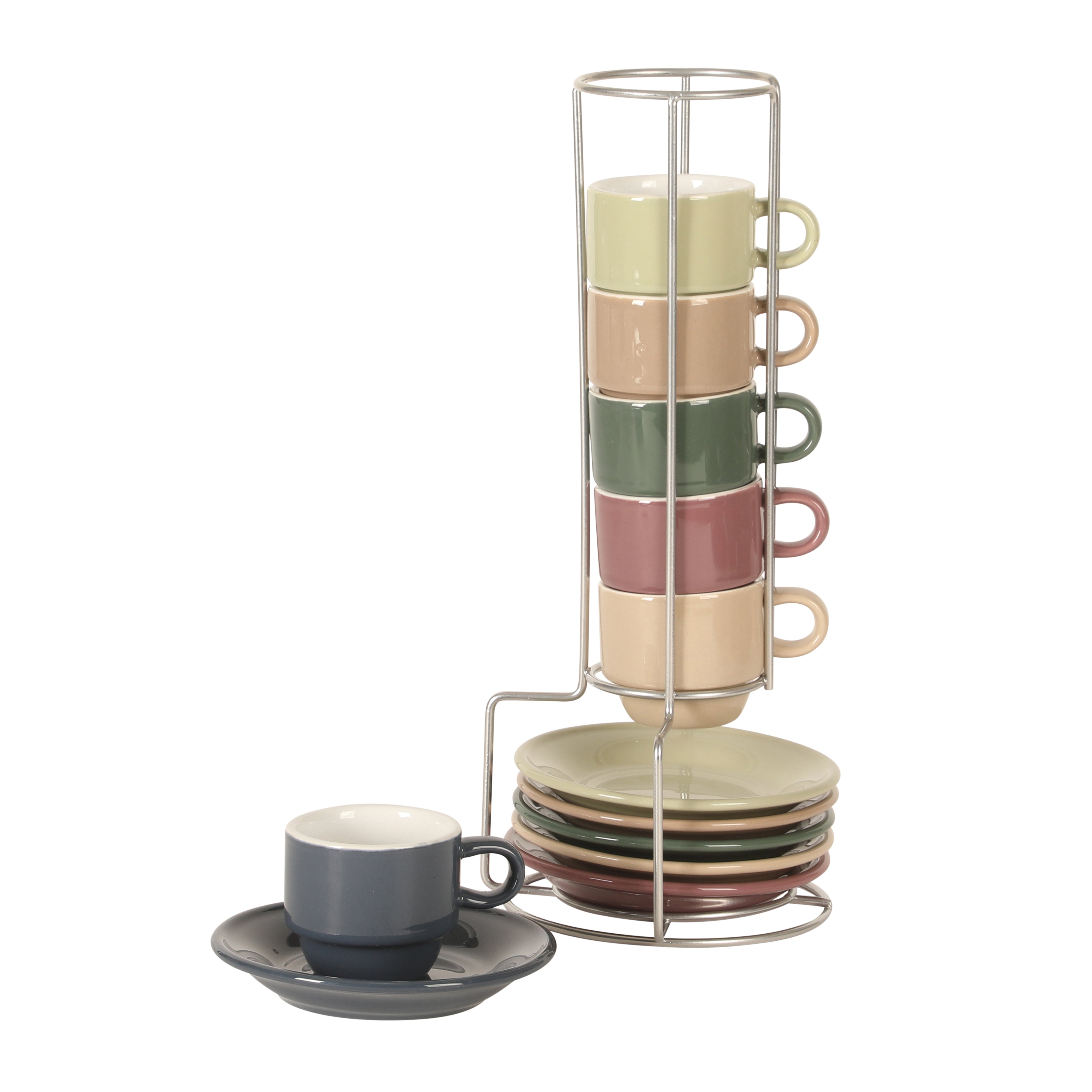 Gibson Home Brew Harmony 13 Piece Espresso Cup Set with Metal Rack, St