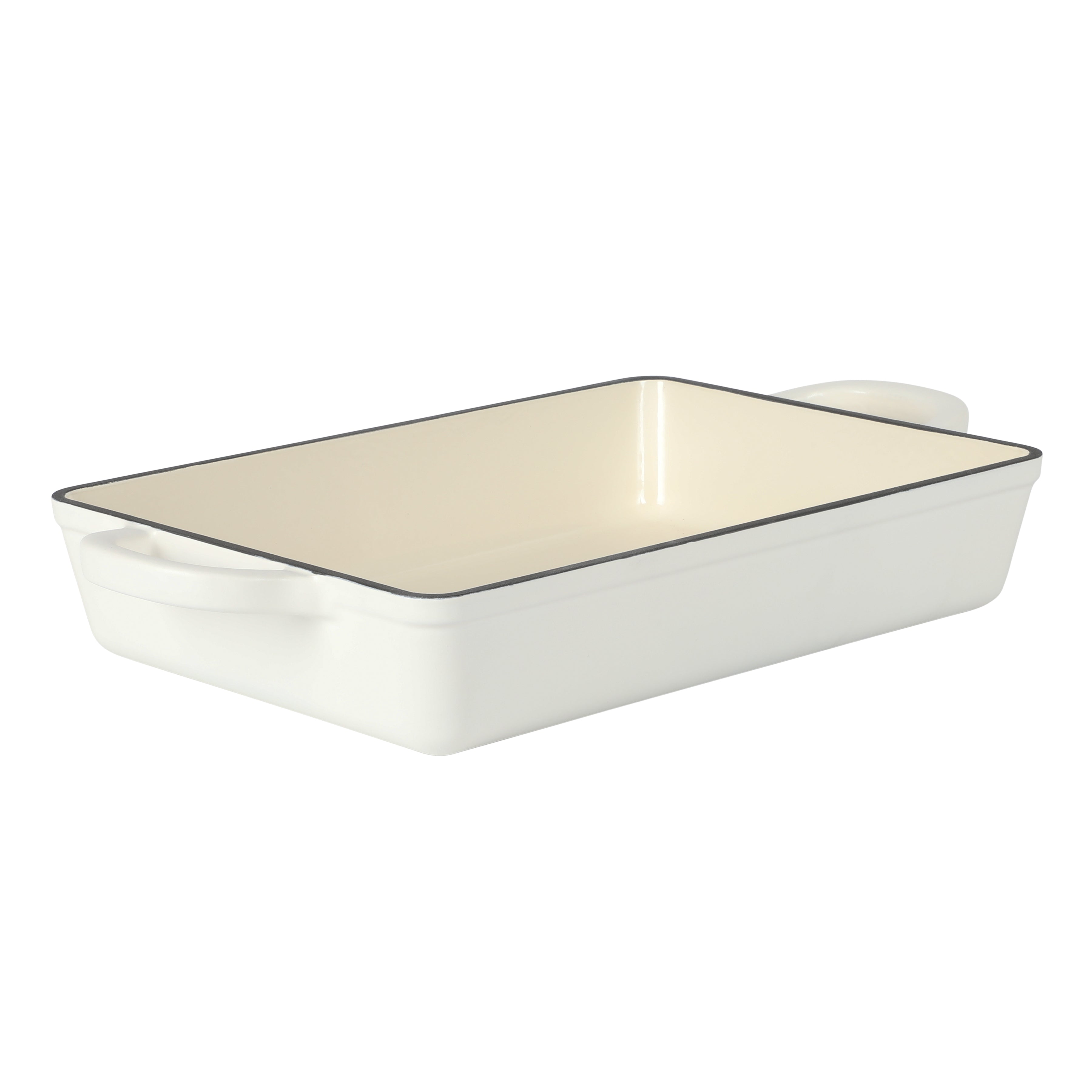 Crock-Pot Artisan 13" Enameled Cast Iron Lasagna Pan, Matte Linen White