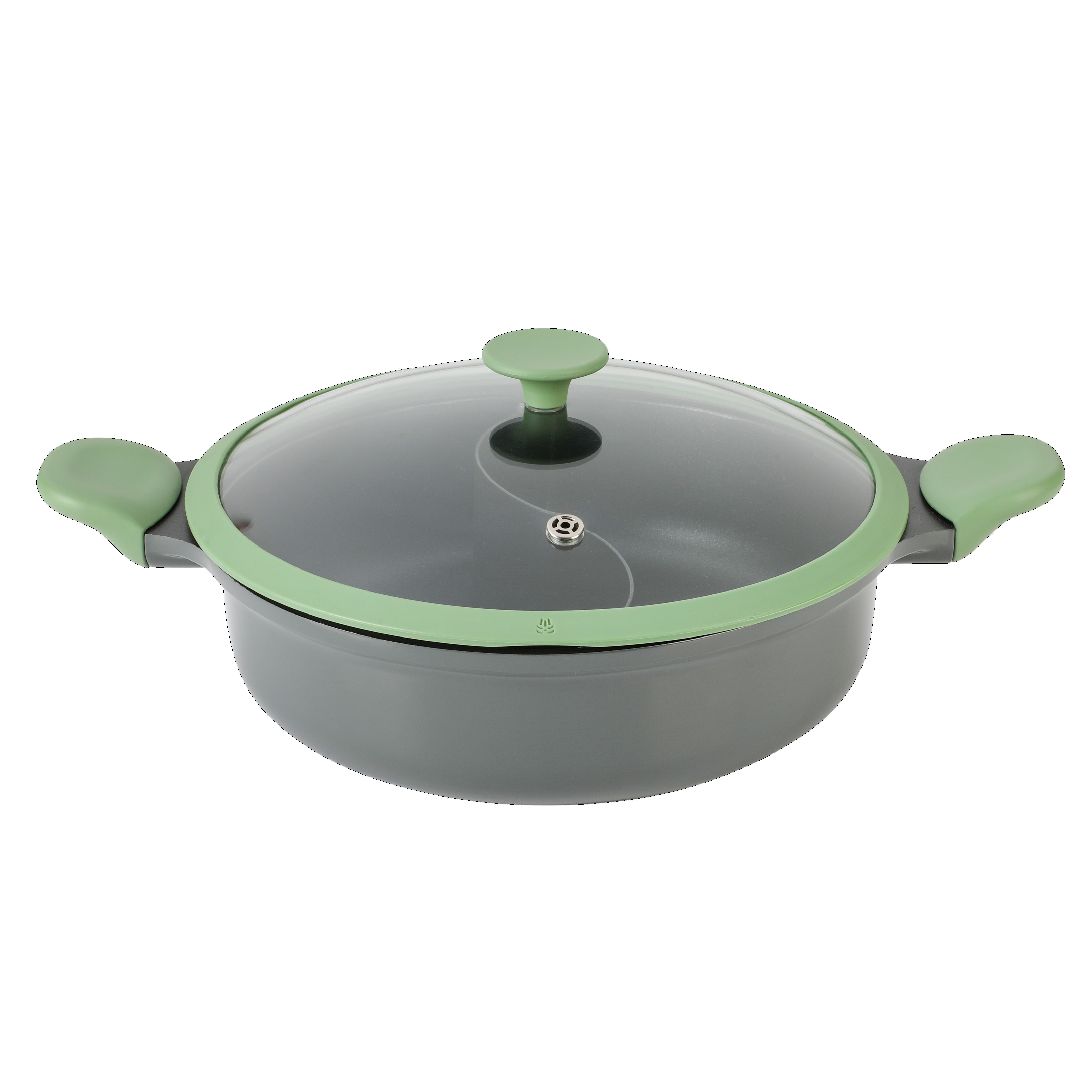 Kenmore Theodore 6.5-Quart Cast Aluminum Everyday Pan Hot Pot w/ Dividers, Nonstick Interior and Lid