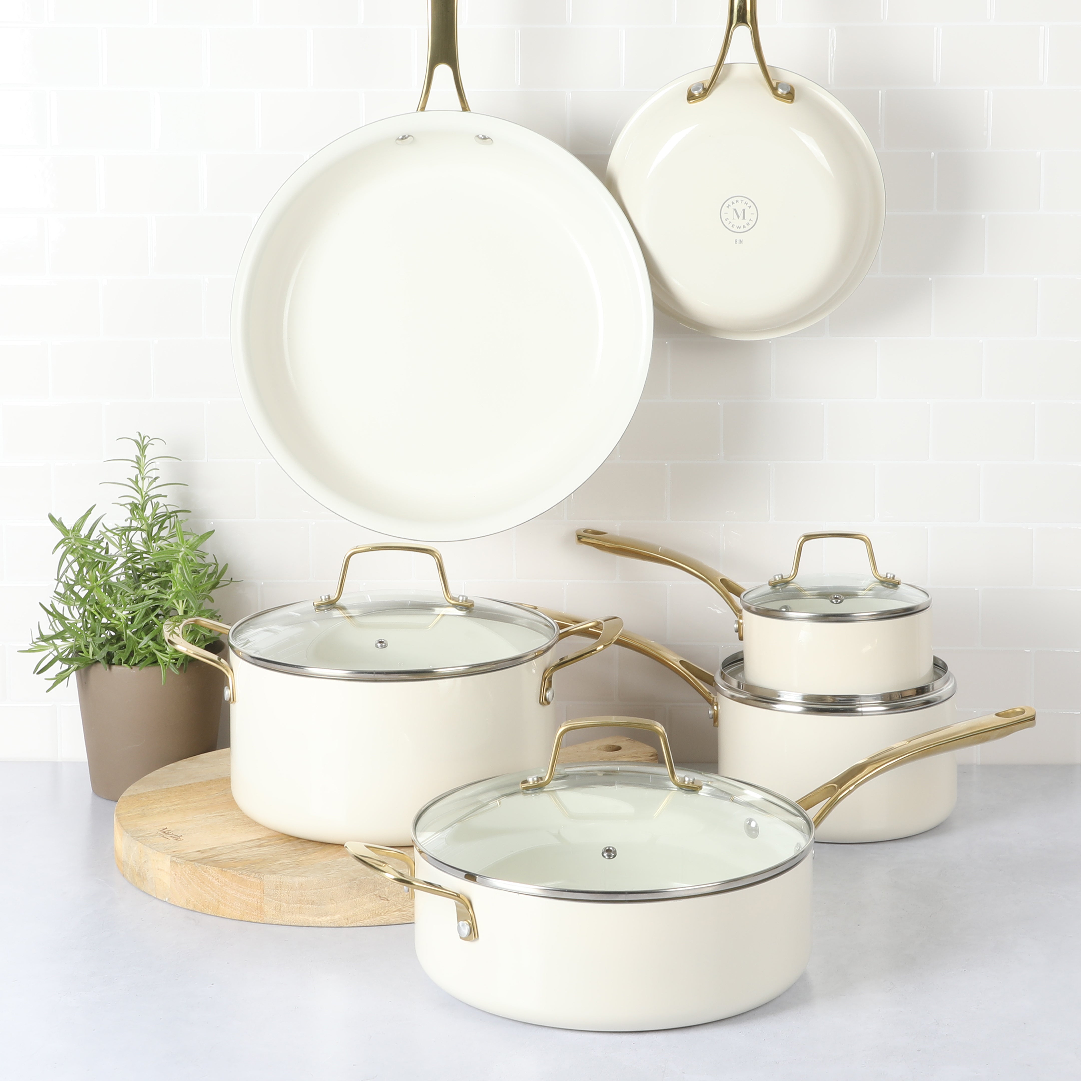 Martha Stewart Lockton 10-Piece Heavy Gauge Aluminum Cookware Set w/ Ceramic Non-Stick Interior