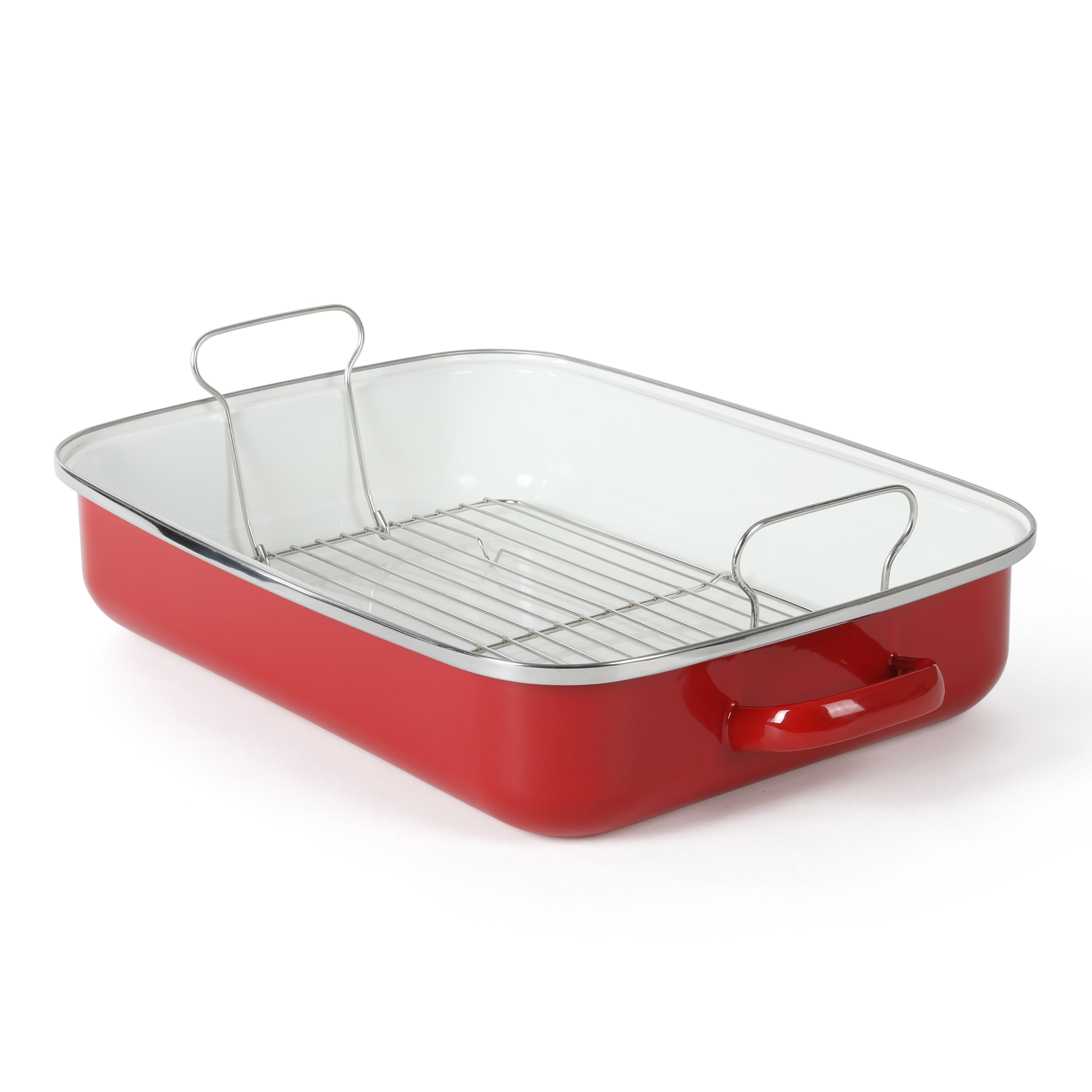 Martha Stewart Thayer Enamel on Steel 18" Roaster Pan w/ Stainless Steel Rack
