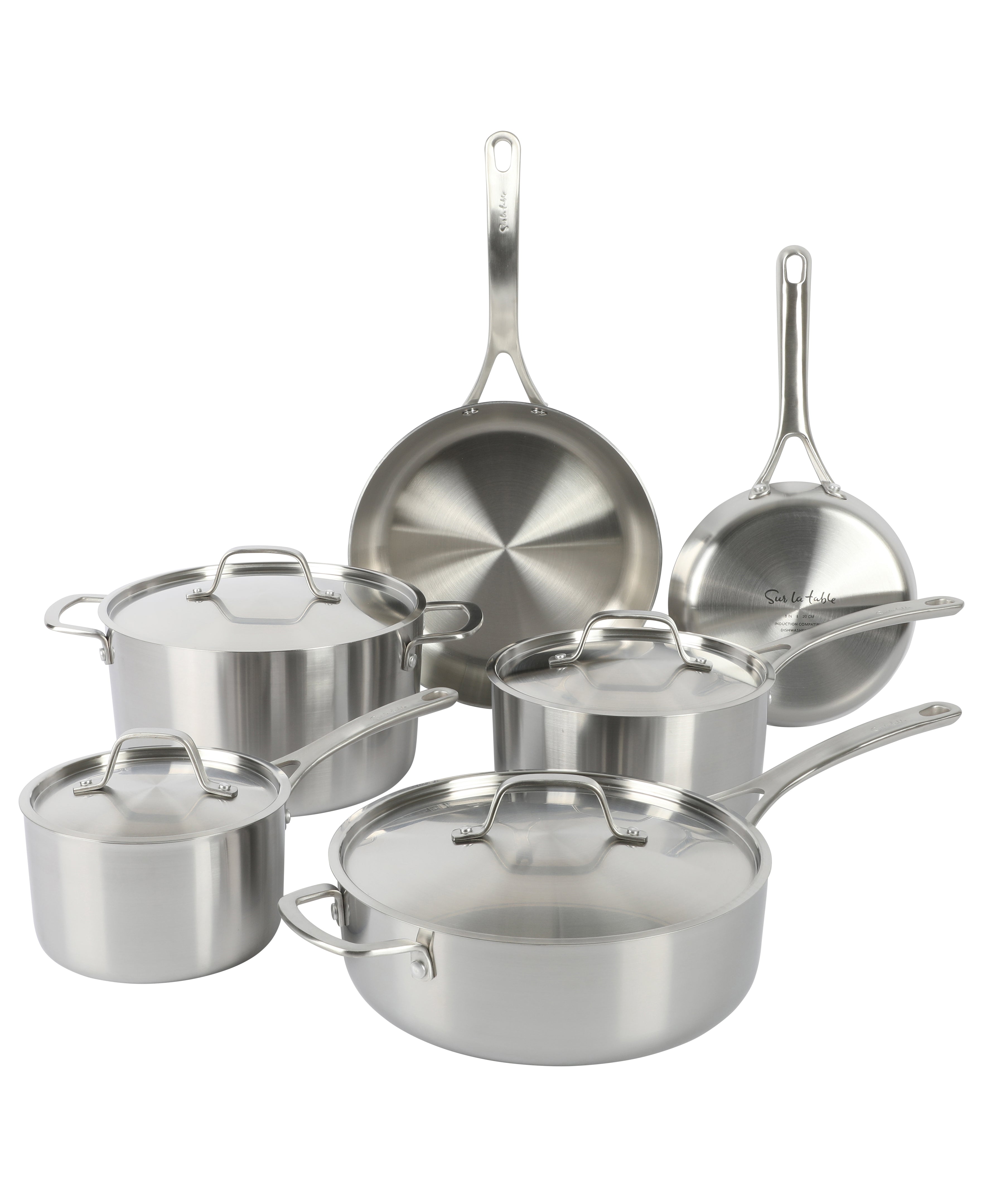 Sur La Table Classic 5-Ply Stainless Steel 10-Piece Cookware Set