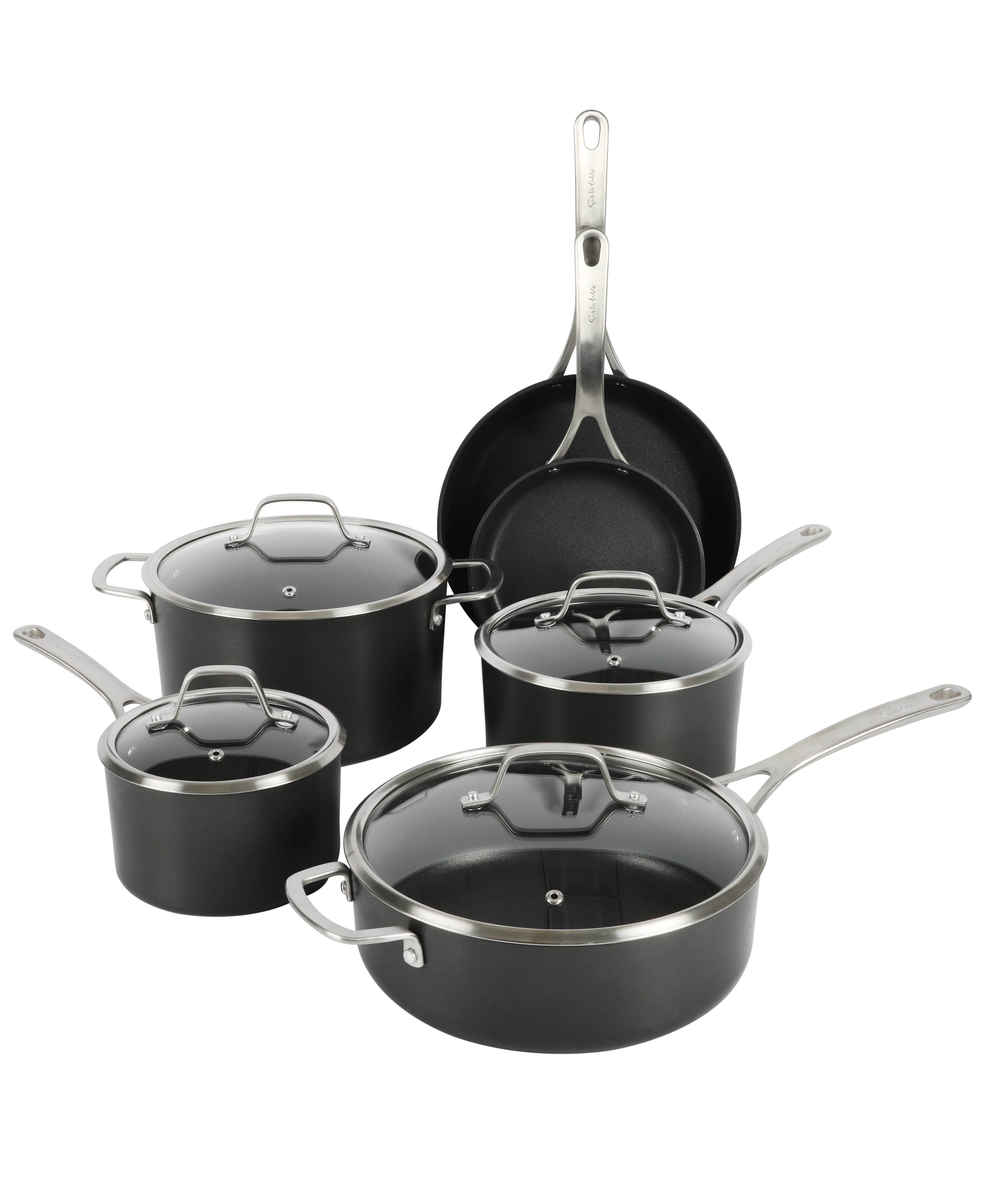 Sur La Table Market 10-Piece Premium Nonstick Hard Anodized Aluminum Cookware Set w/ Glass Lids