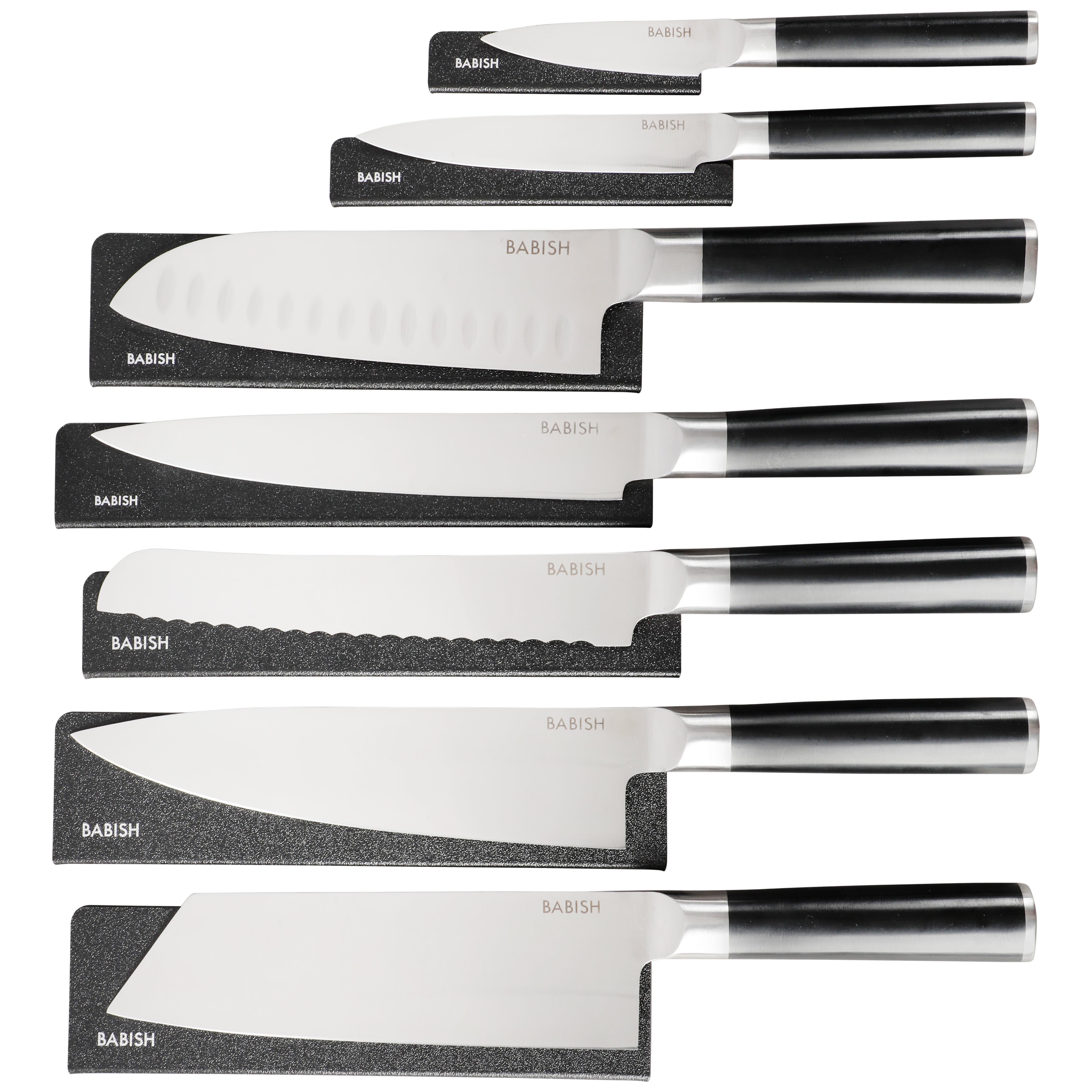Babish High-Carbon 1.4116 German Steel 14 Piece Full Tang Forged Knife Set W/ Sheaths