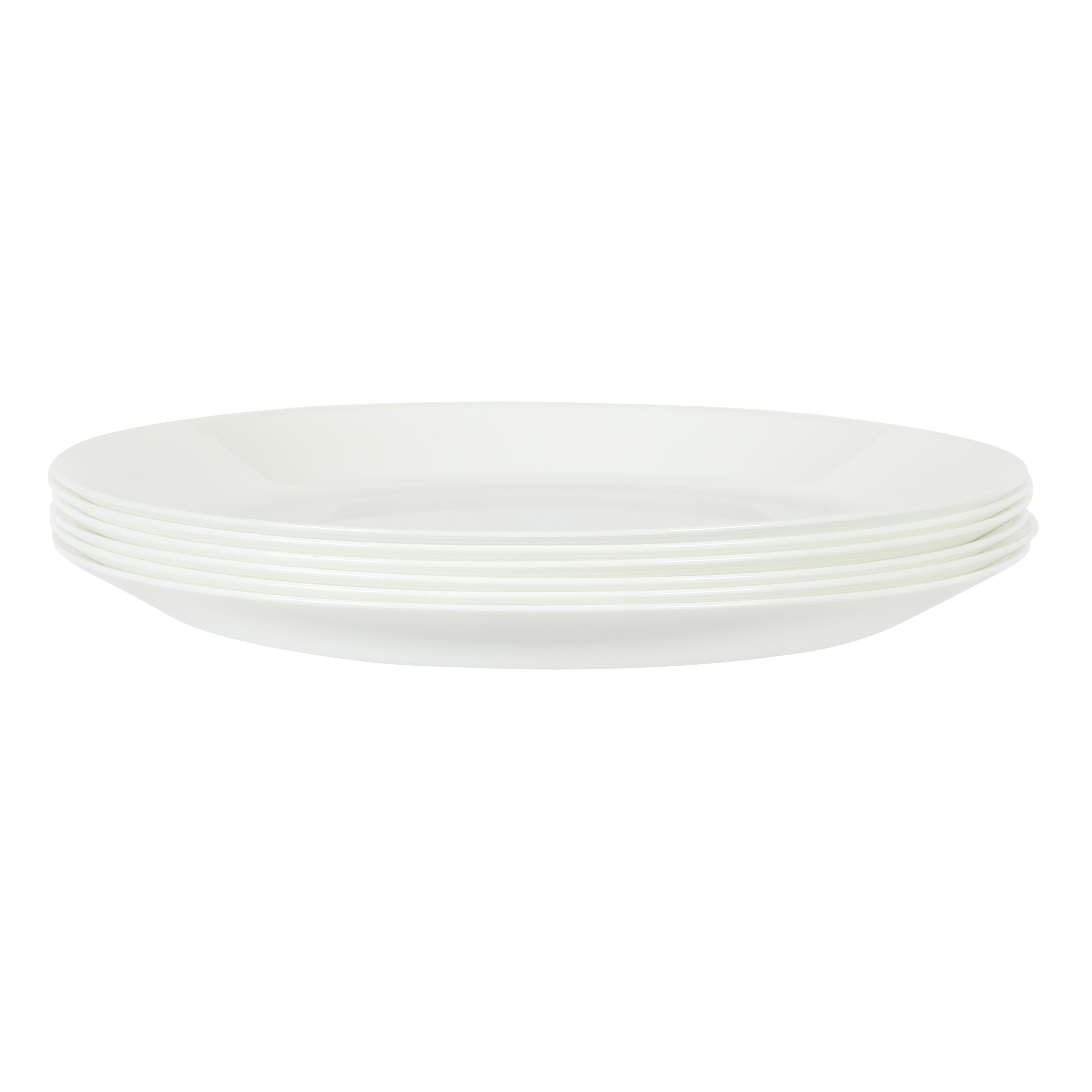 Gibson Home Ultra Round 6-Pack Opal Glass Break and Chip Resistant Dinner Plates