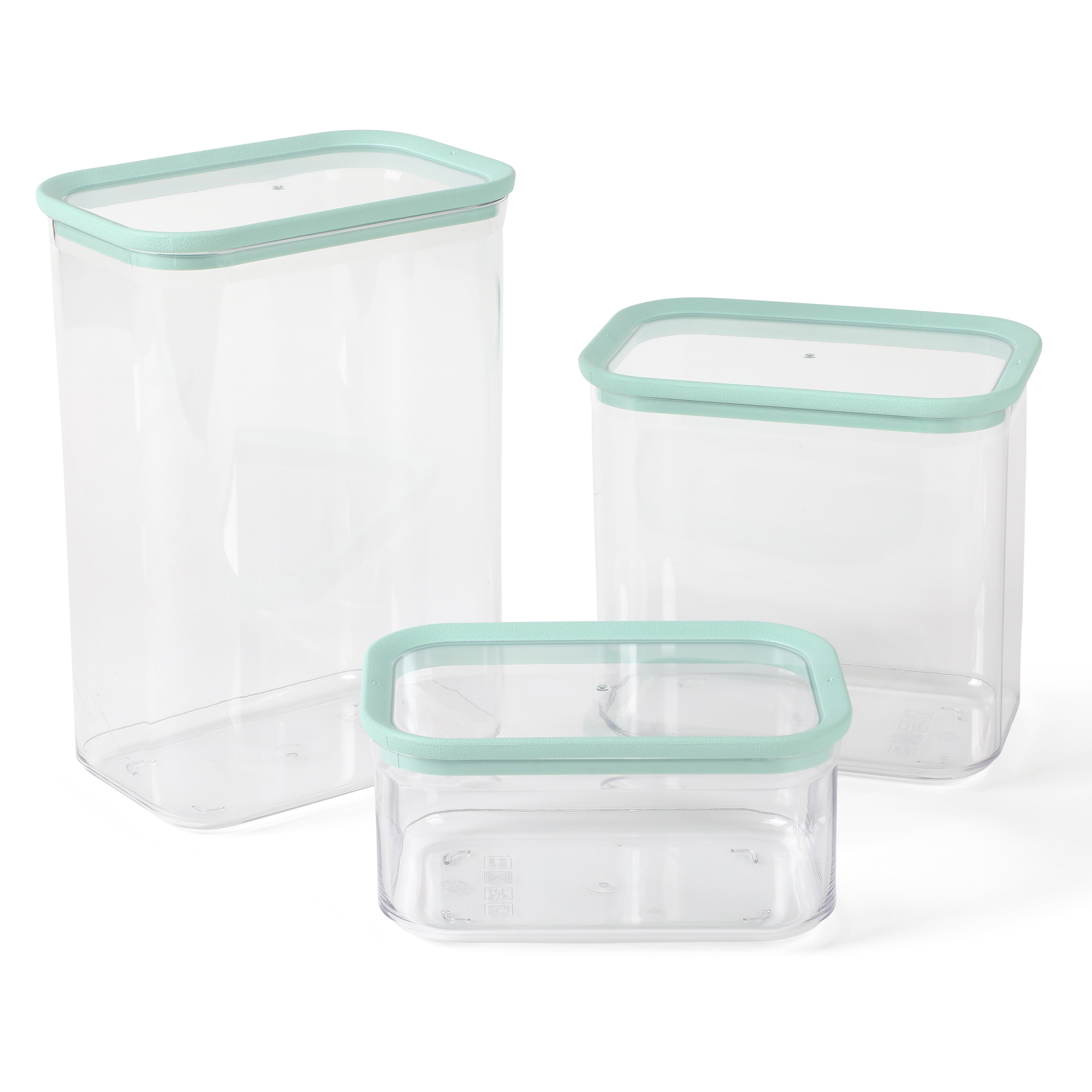 Martha Stewart Langstaff 6 Piece (92oz, 60oz, 26oz) Stackable Rectangular Container Set w/ Martha Blue Lids
