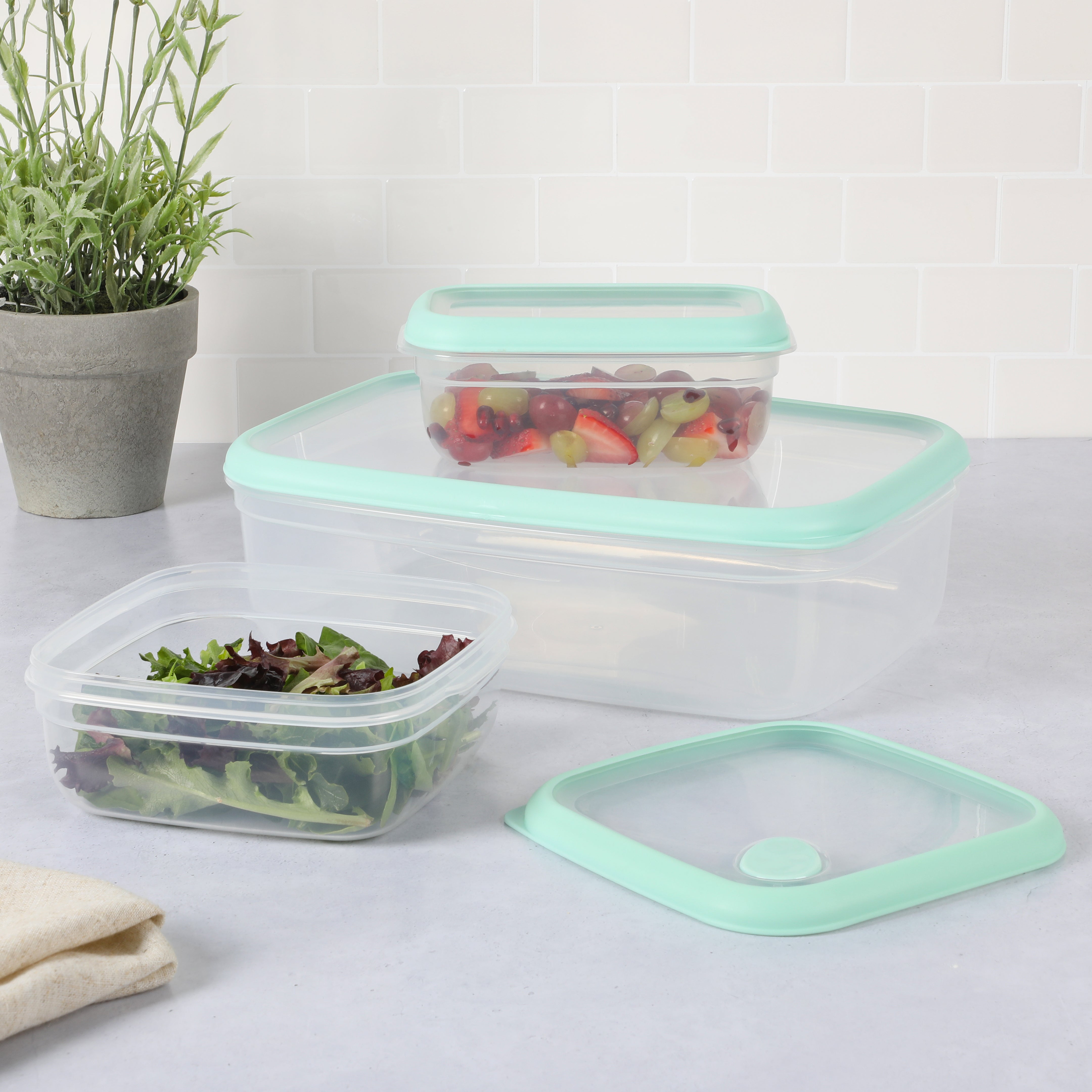 Martha Stewart Denslow 6-Piece (126oz, 33.3oz, 16.7oz) Square and Rectangular Food Container Set w/ Lids