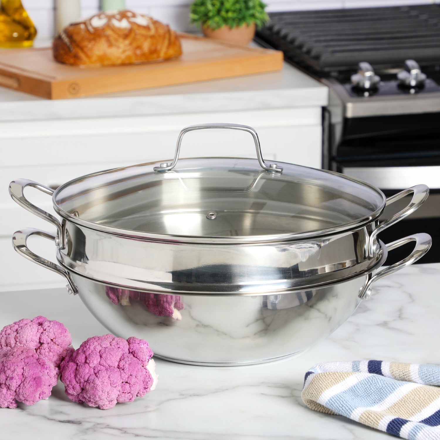 Martha Stewart Castelle 12" Stainless Steel Essential Pan w/ Steamer
