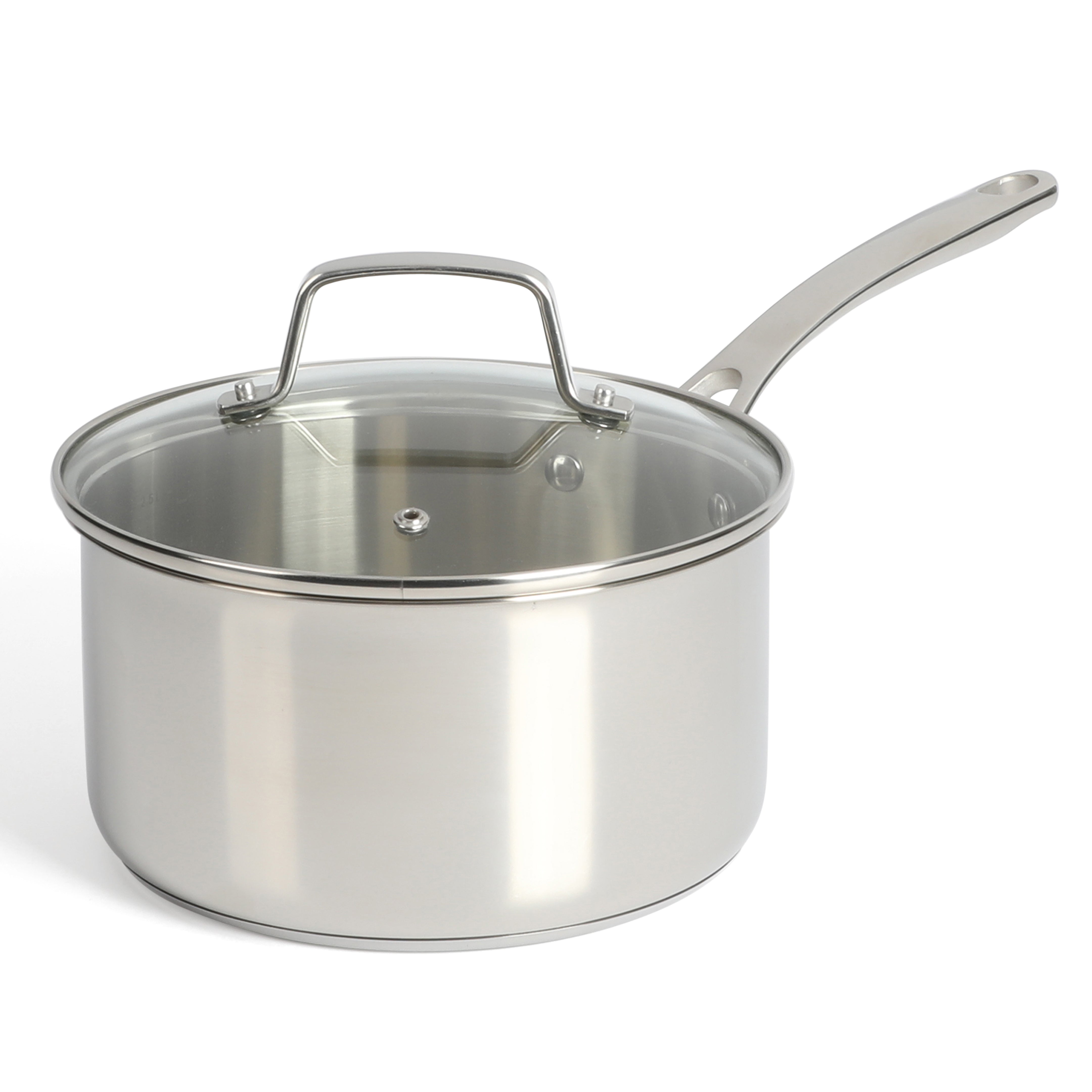 Cook N Home Stainless Steel Saucepan 1.5 Quart, Tri-Ply Full Clad Sauce Pan  with Glass Lid, Silver