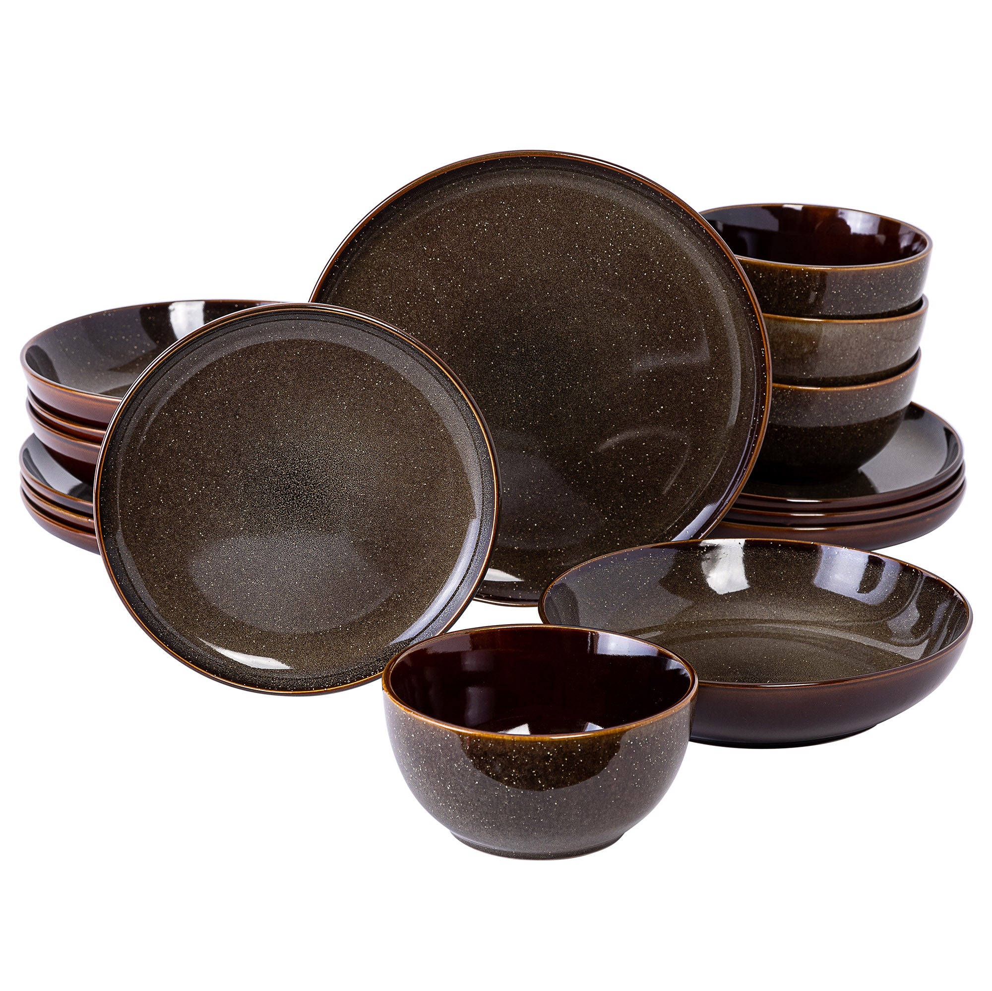 Gibson Elite Edwina 16-Piece Double Bowl Stoneware Dinnerware Set