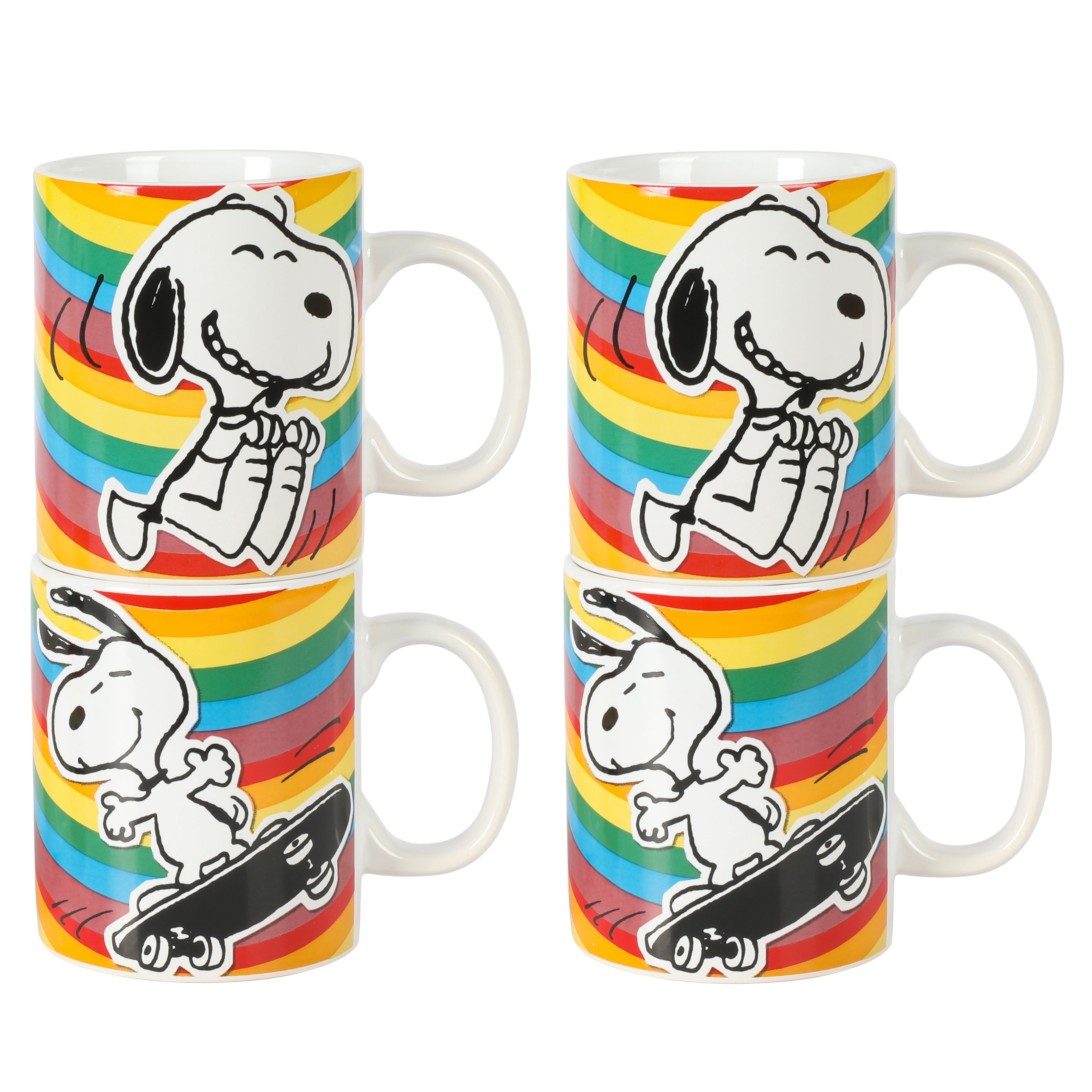 Peanuts 70th Anniversary 4-Piece 15oz Snoopy Stoneware Mug Set