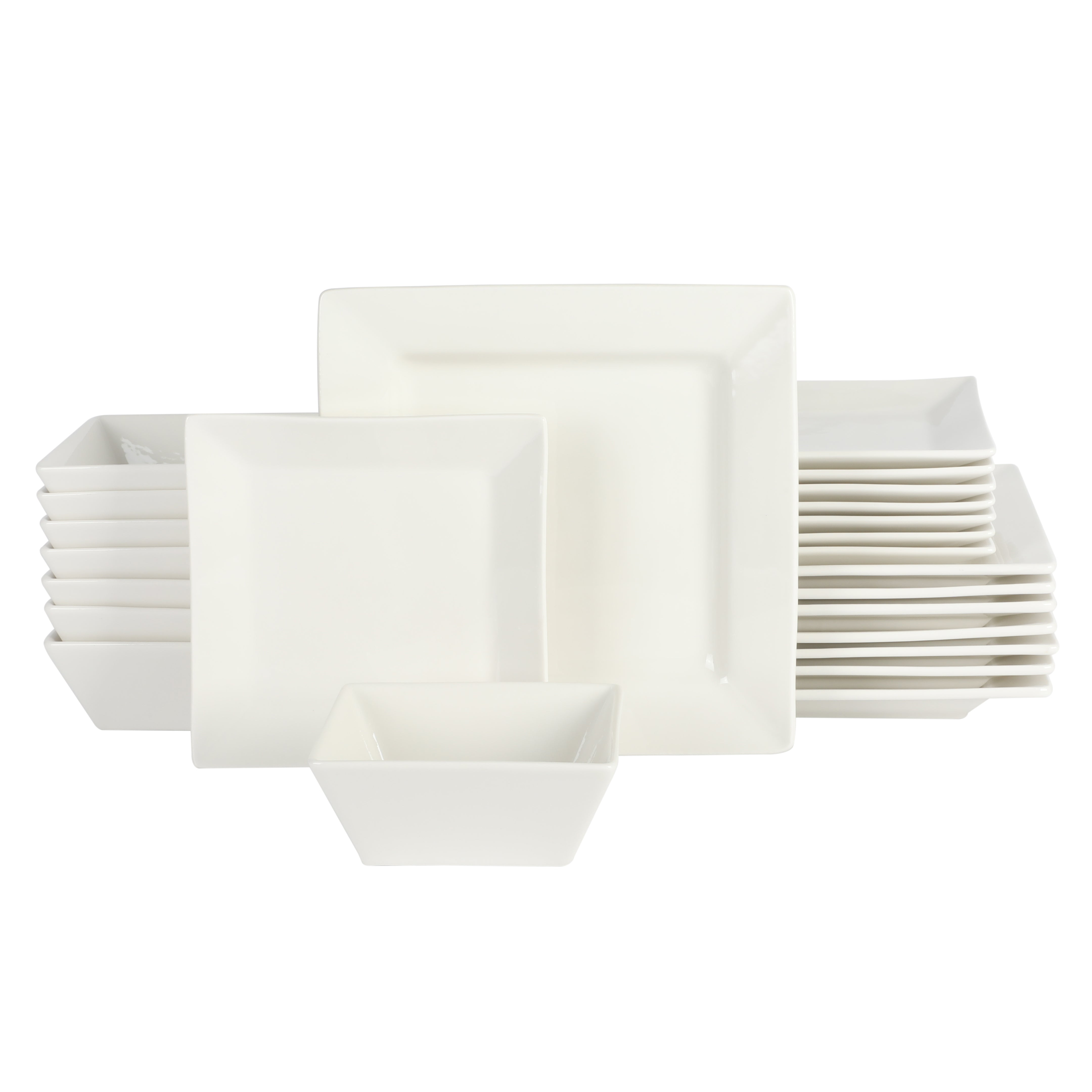 Gibson Home Zen Buffet Hard Square 24-Piece Porcelain Dinnerware Set