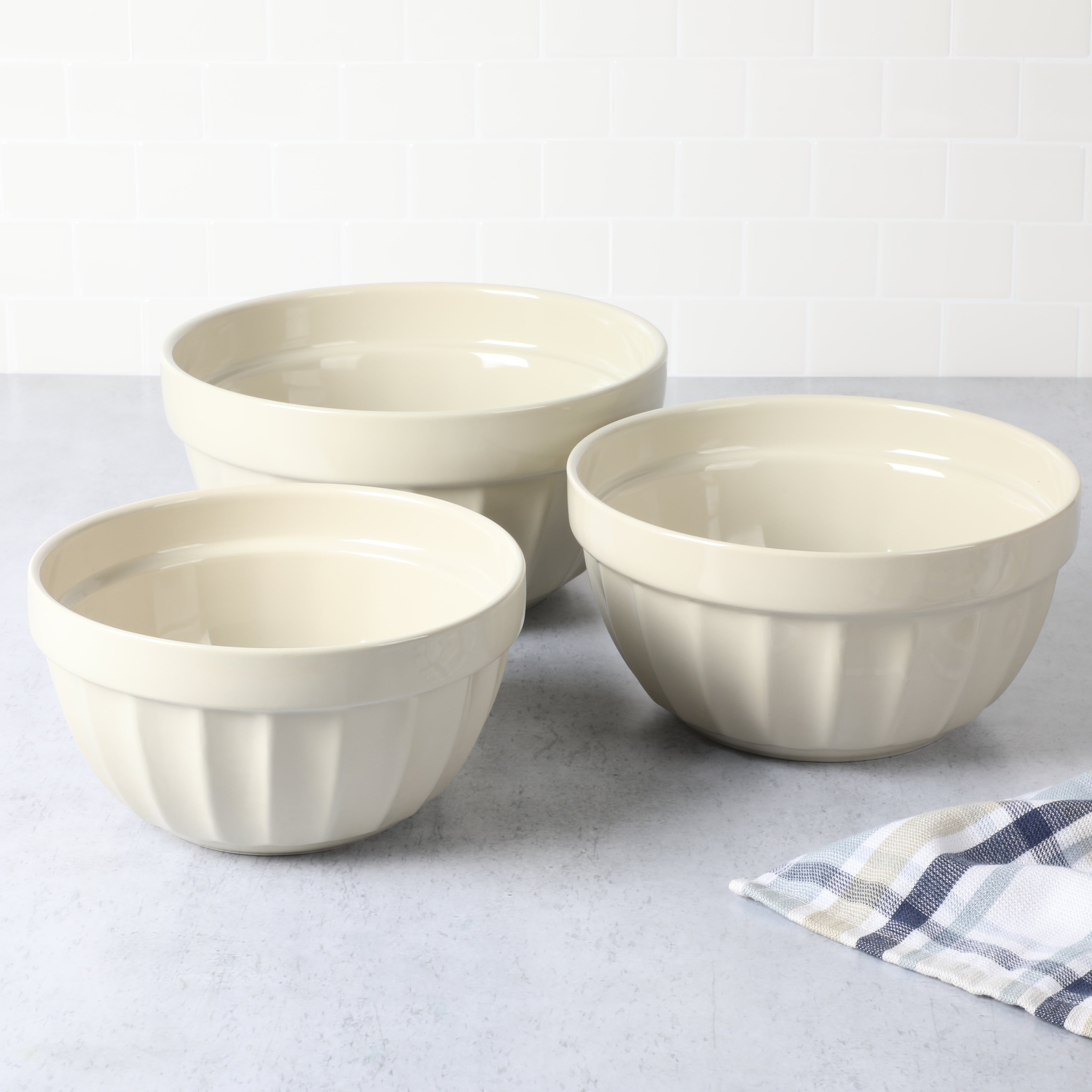 Martha Stewart Broadbrook 3-Piece (4Qt, 2.8Qt, 2.1Qt) Stoneware Bowl Set
