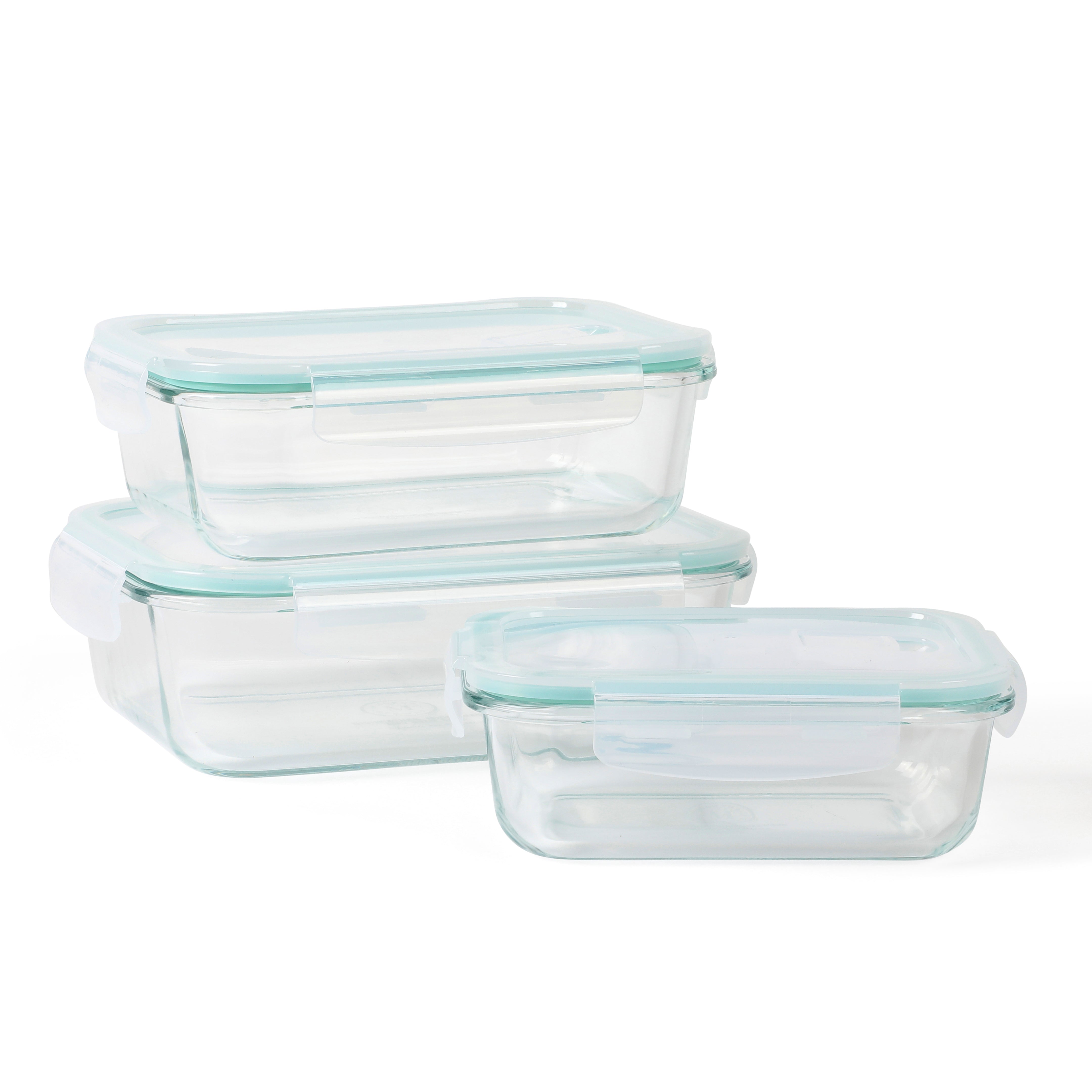 Martha Stewart Seavey 6-Piece (51.4oz, 35.5oz, 21.6oz) Square Borosilicate Glass Storage Container Set w/ Lids