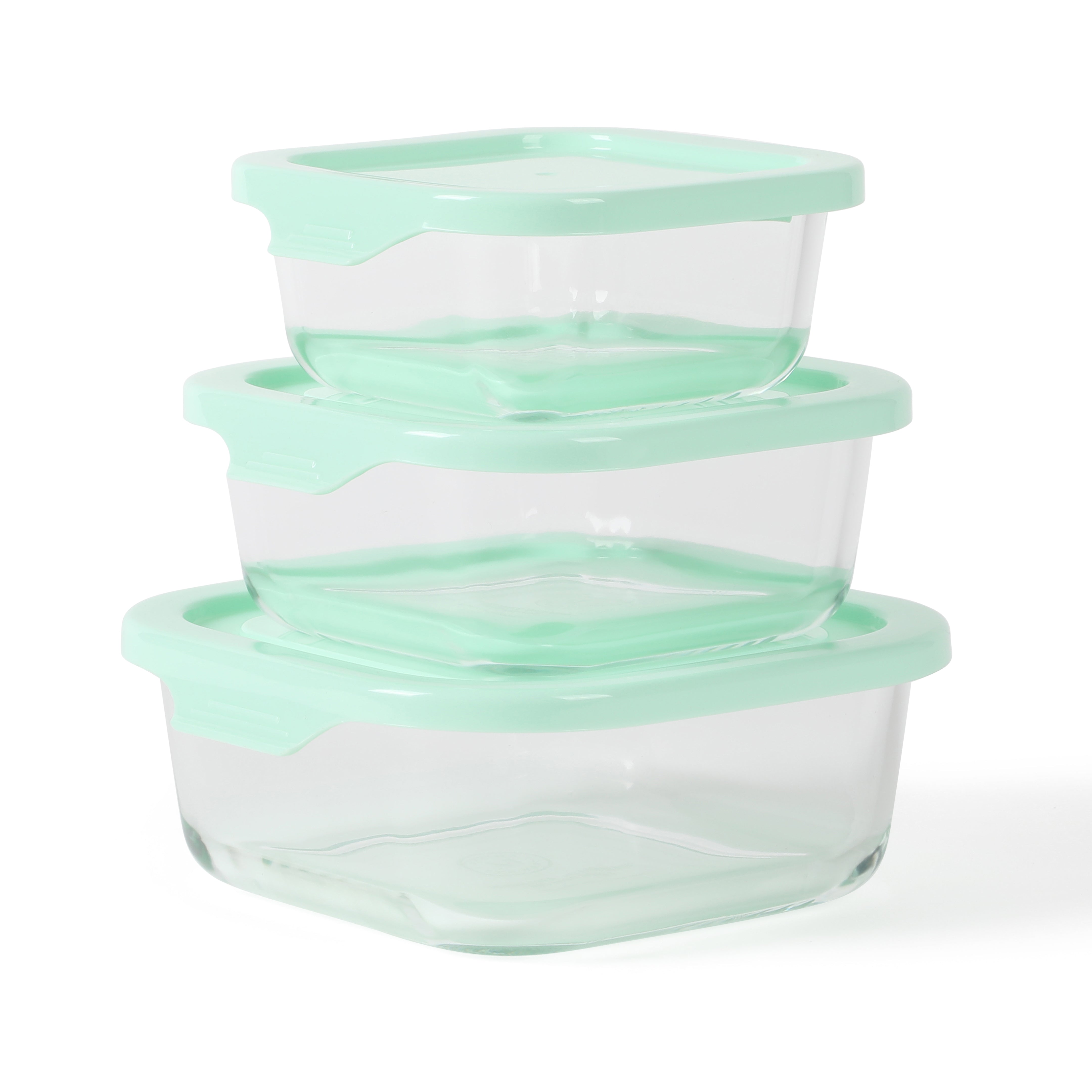 Martha Stewart Hadsell 6-Piece (27oz, 17.6oz, 10.8oz) Borosilicate Glass Square Storage Container Set w/ Lids