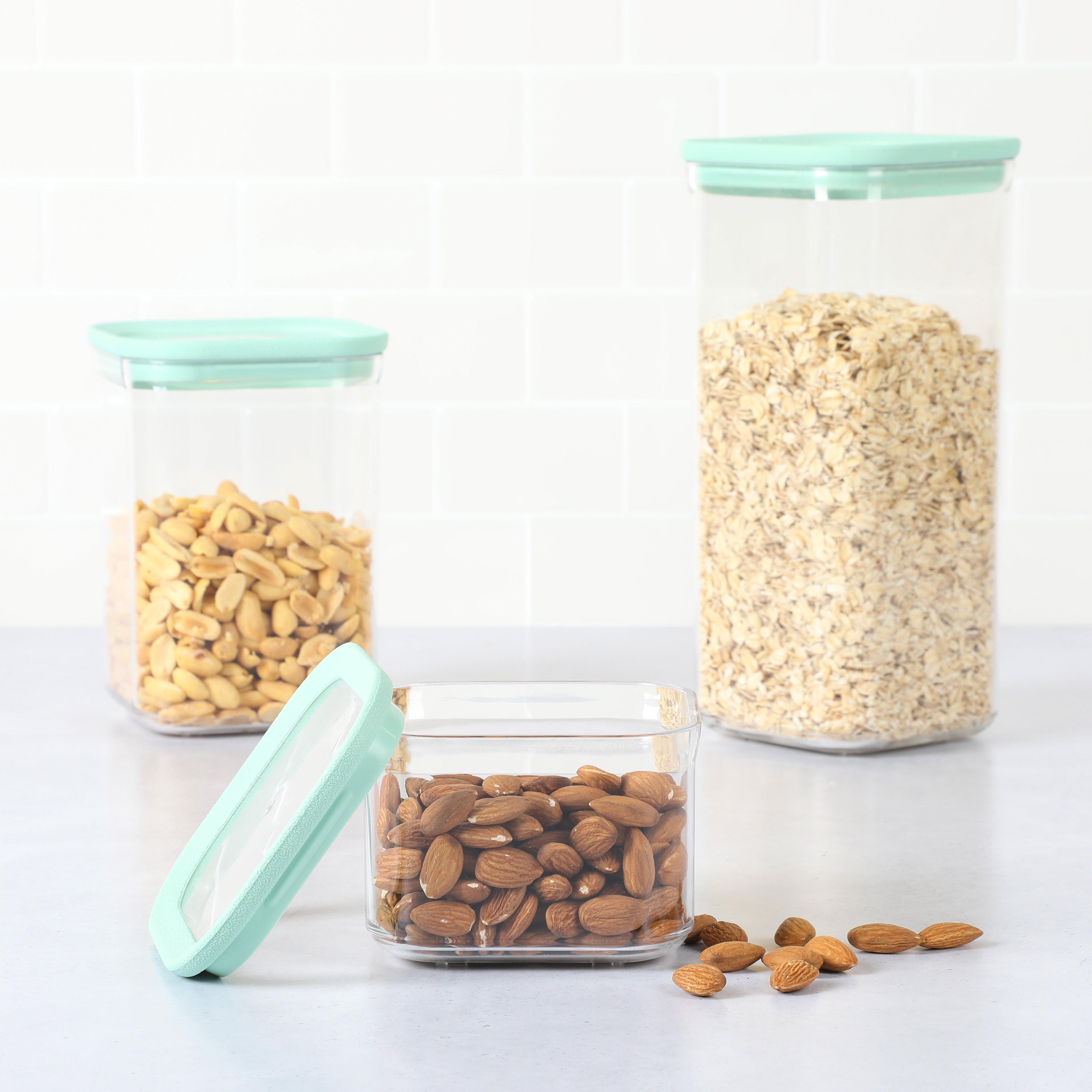 Martha Stewart Langstaff 6-Piece (60oz, 37oz, 17oz) Square Stackable Container Set w/  Lids