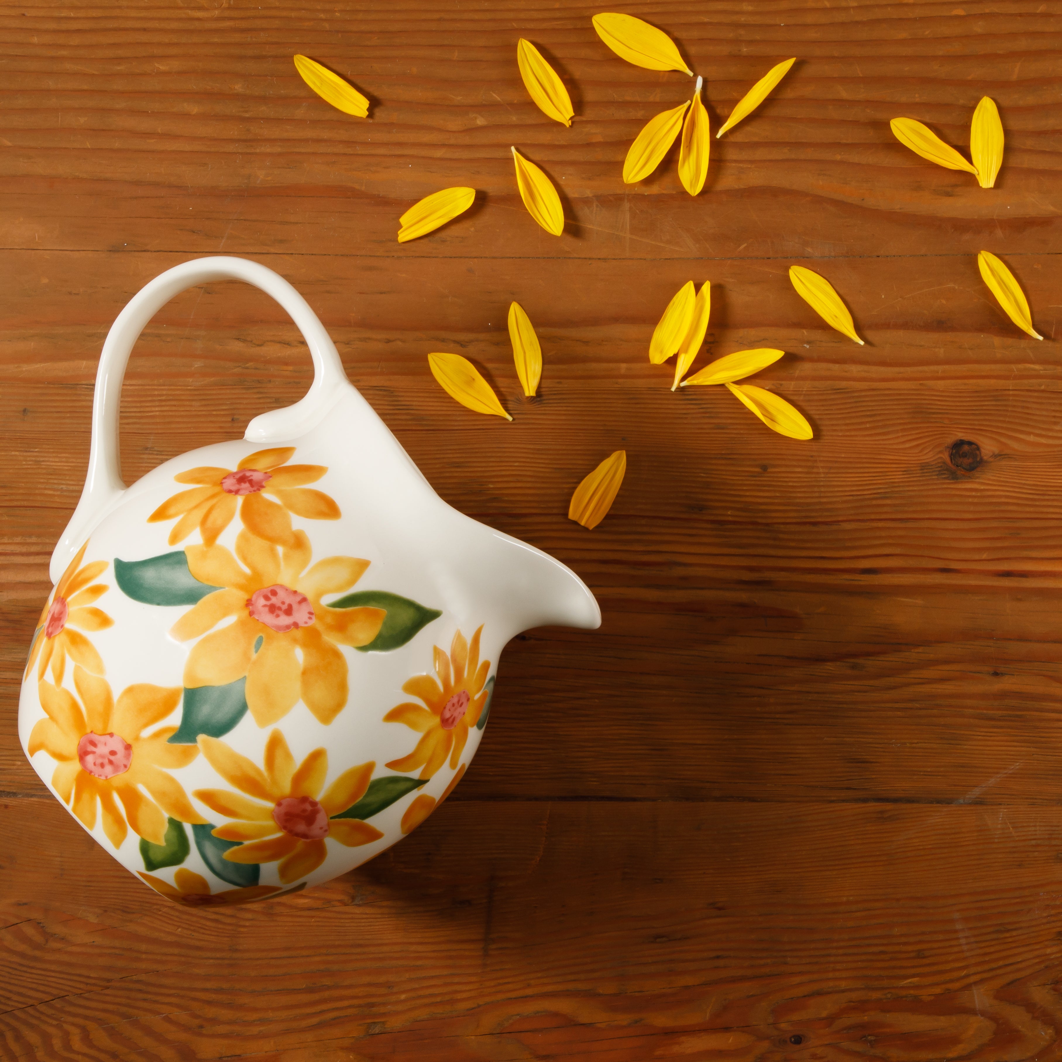 Bloomhouse Sunnyflower 2.6-Quart Hand-Painted Floral Stoneware Pitcher