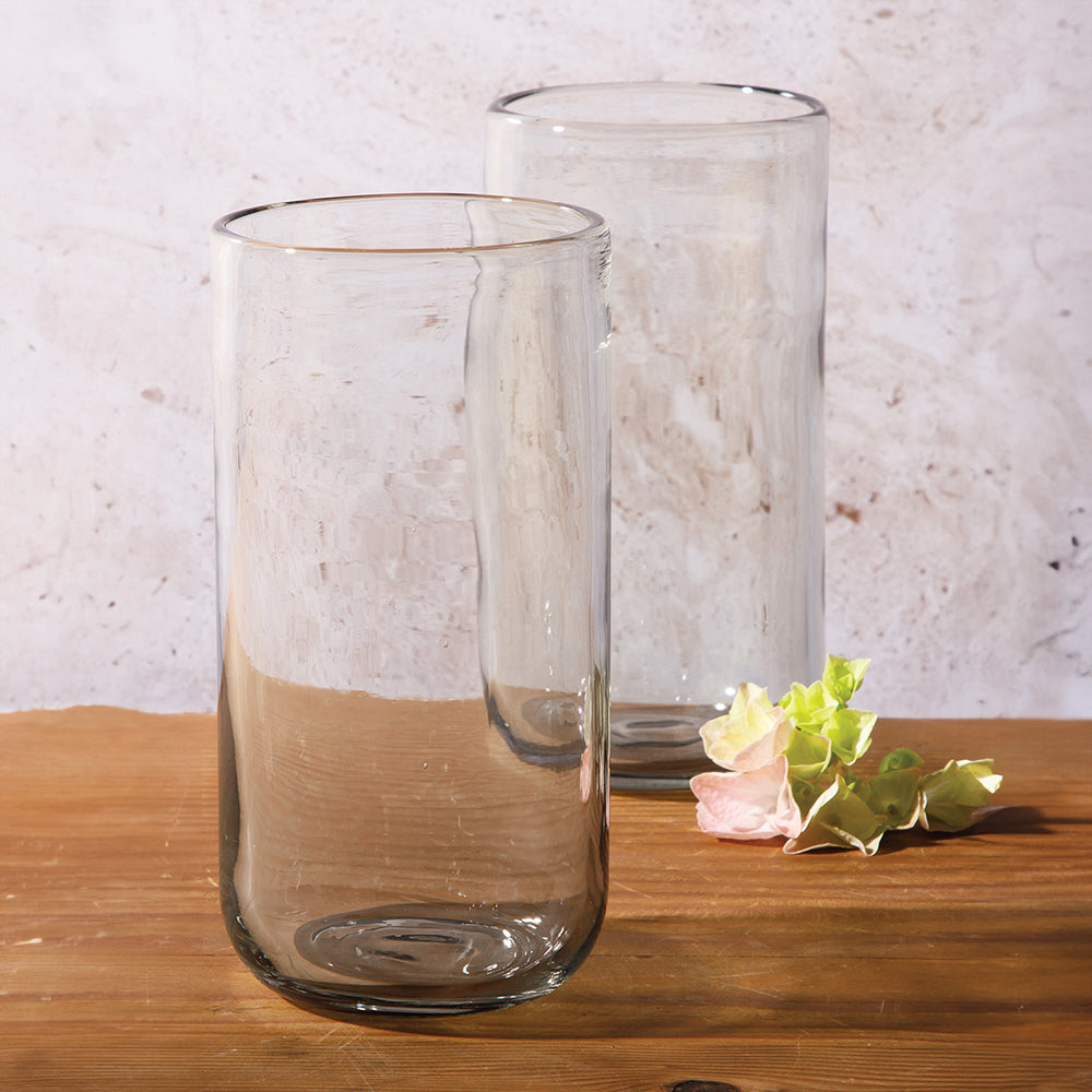 Bloomhouse Sayulita Spring 8 Piece Hand Made 21 OZ Jadeite Clear Glass Tumbler Set W/ Coasters