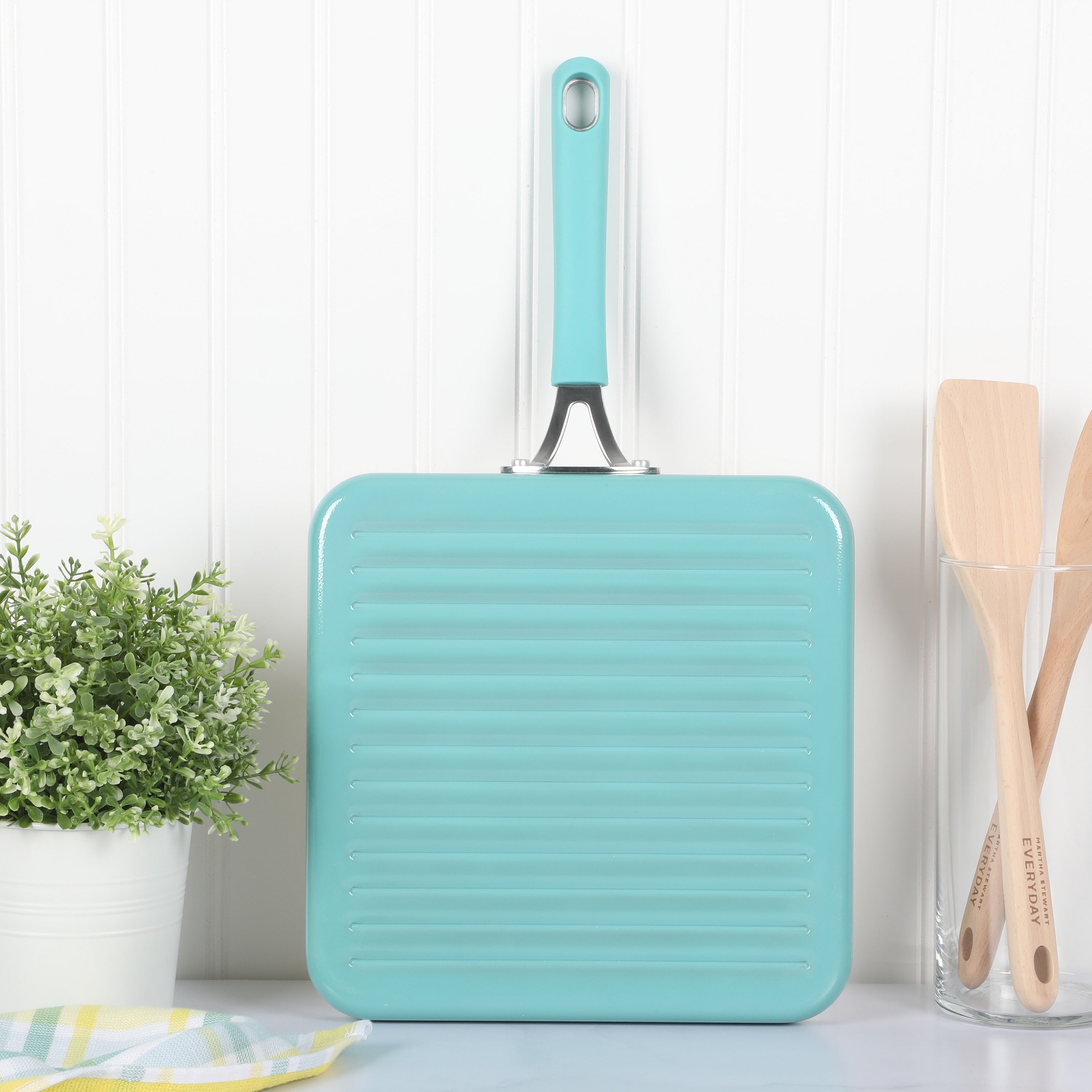 Martha Stewart Everyday Charlemont 10-Inch Teal Aluminum Square Griddle