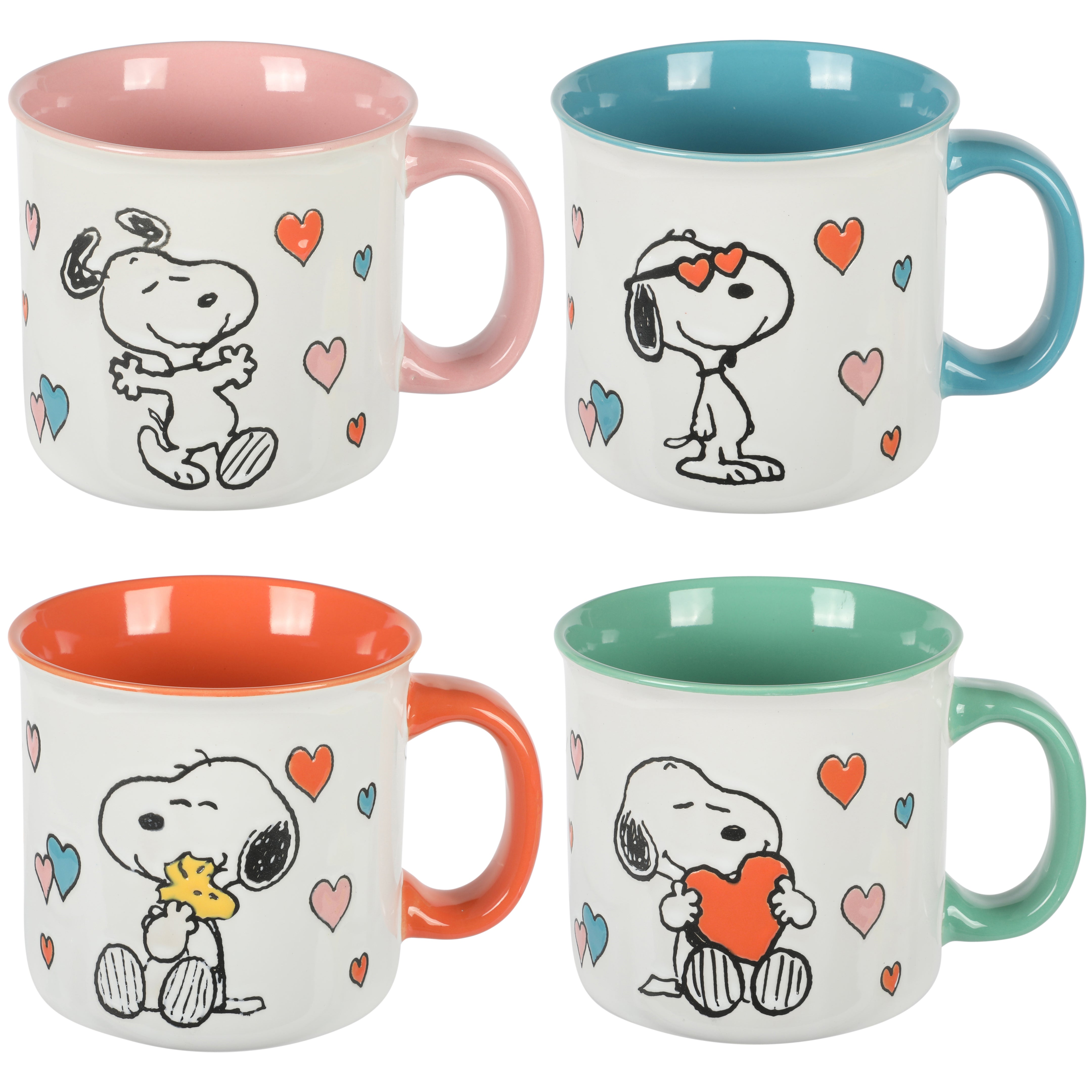 Peanuts Mothers Love 4-Pack Large 21oz Camper Stoneware Mug Set