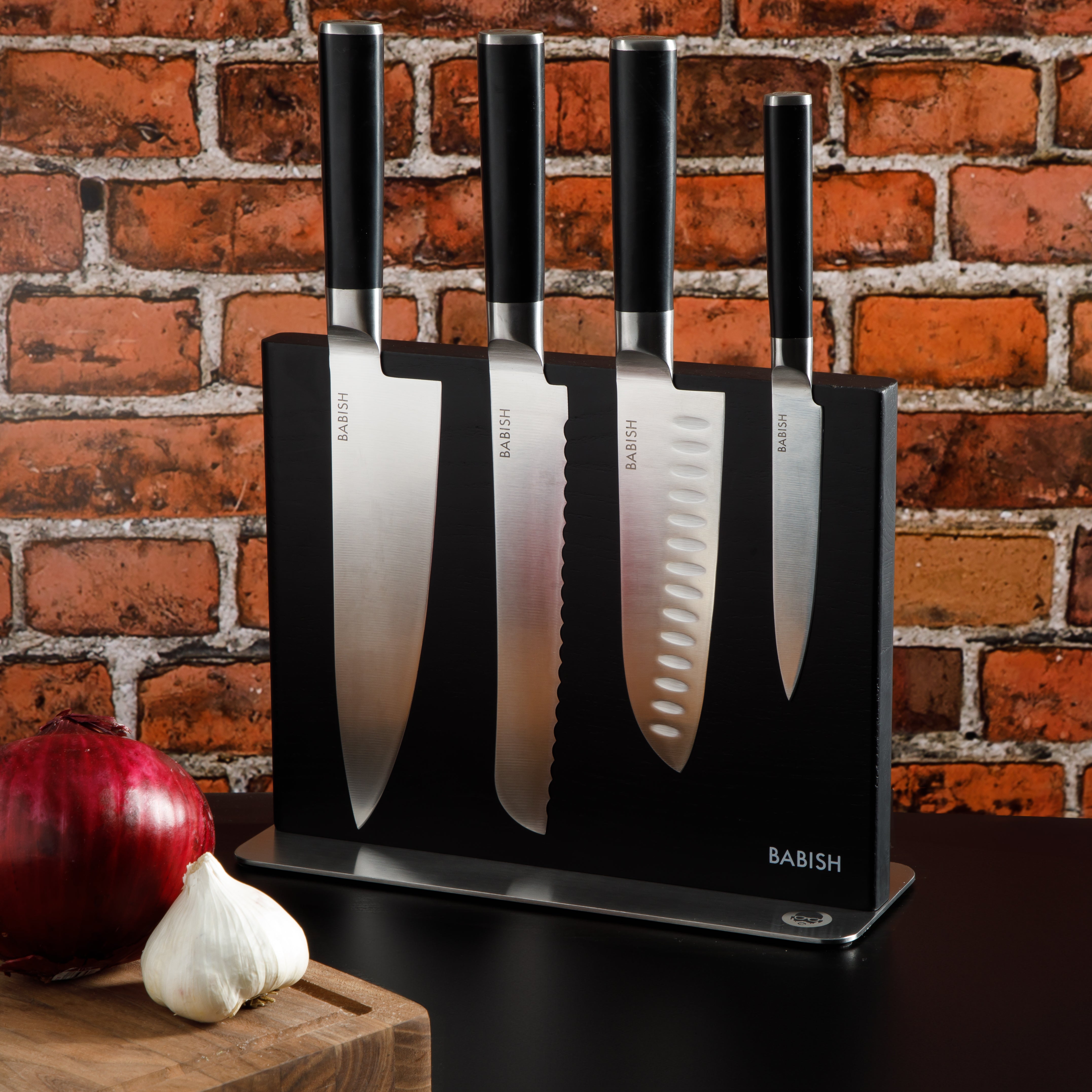 Babish 5 Piece 1.4116 German Steel Magnetic Knife Block Set