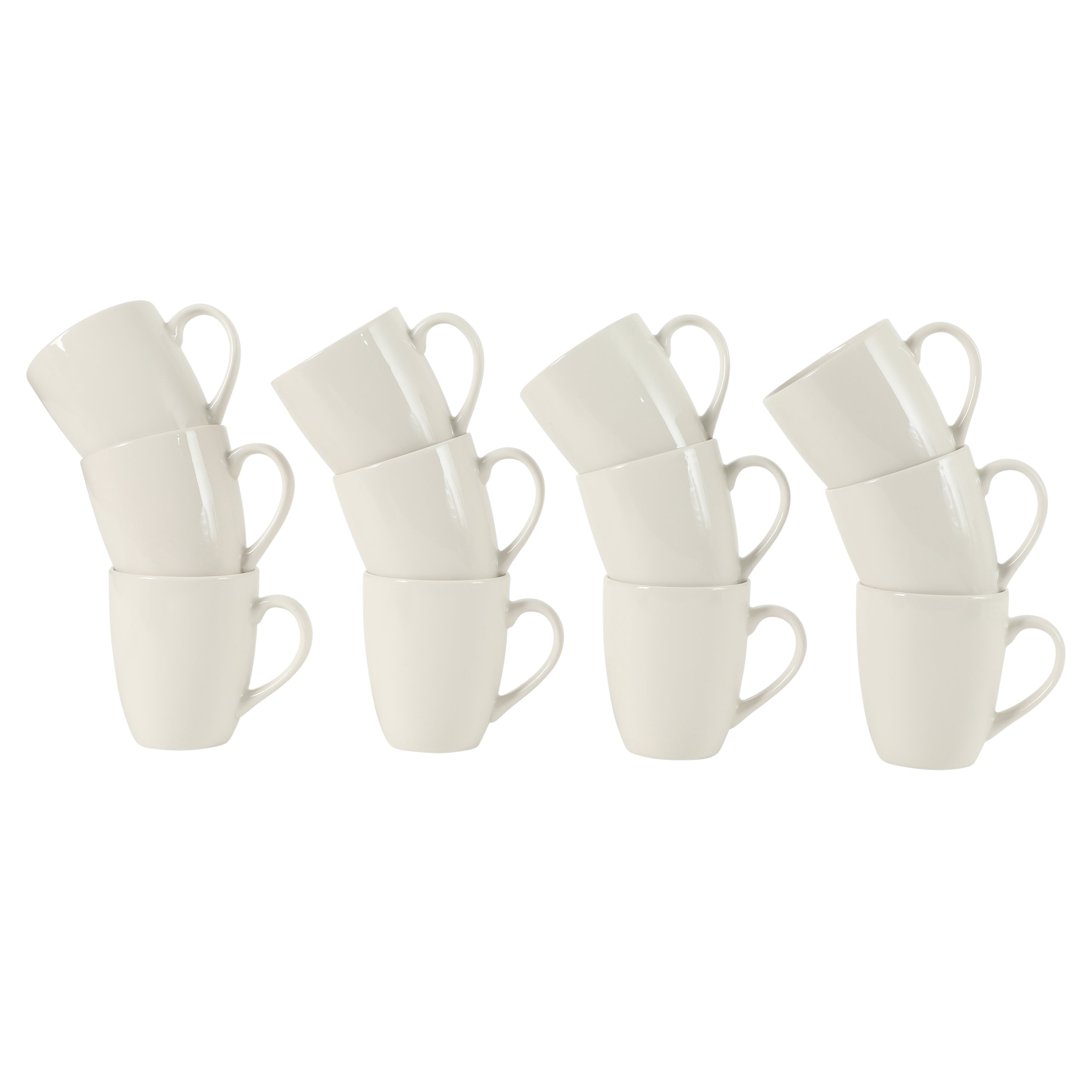 Gibson Home Great Essentials 12 Ounce Porcelain Coffee Mugs - Set of 12 - Cups for Latte, Hot Tea, Cappuccino, Mocha, Espresso, Cocoa