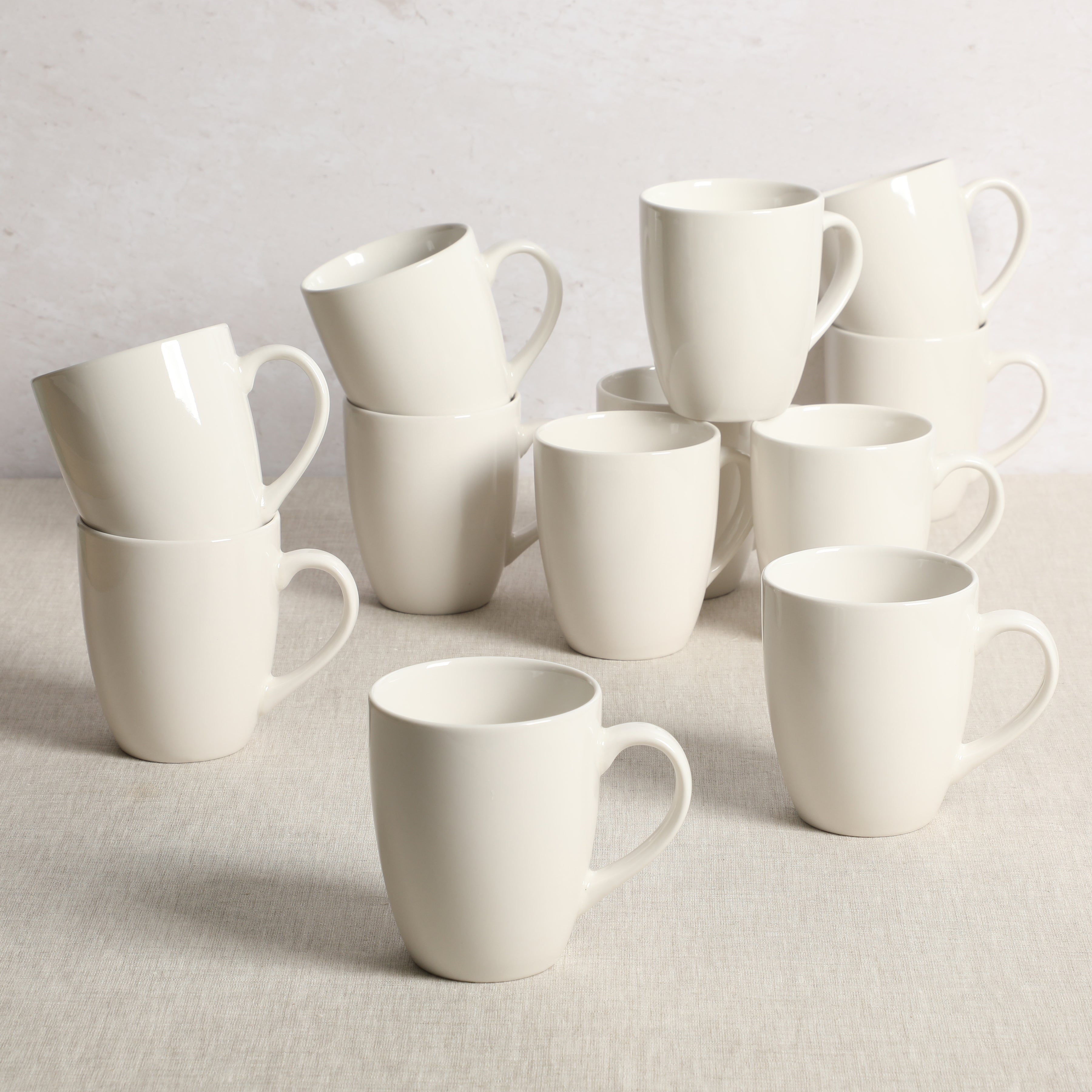 Gibson Home Great Essentials 12 Ounce Porcelain Coffee Mugs - Set of 12 - Cups for Latte, Hot Tea, Cappuccino, Mocha, Espresso, Cocoa